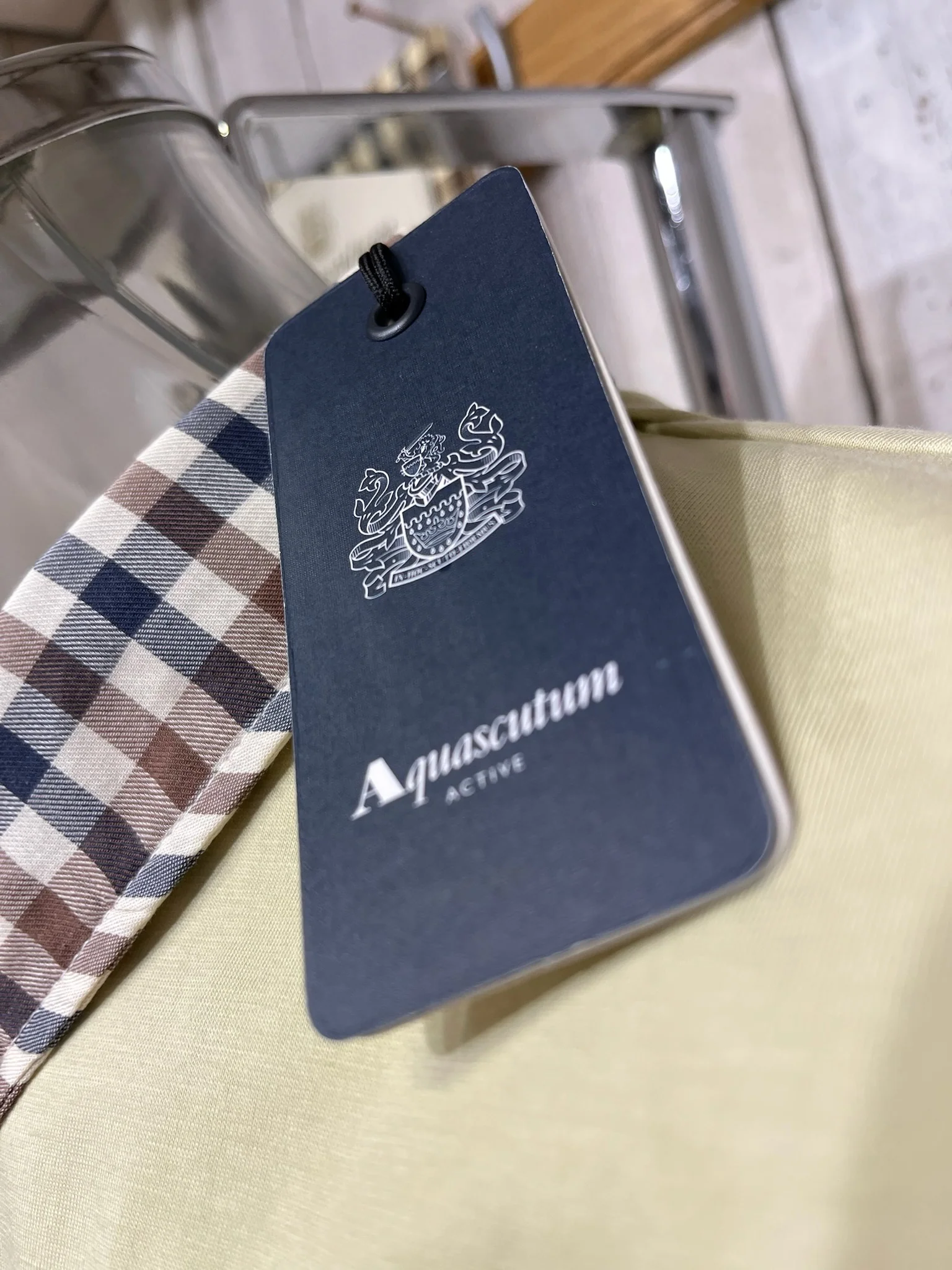 Aquascutum 2025 Club Check Rib Collar Polo - Beige - Image 3