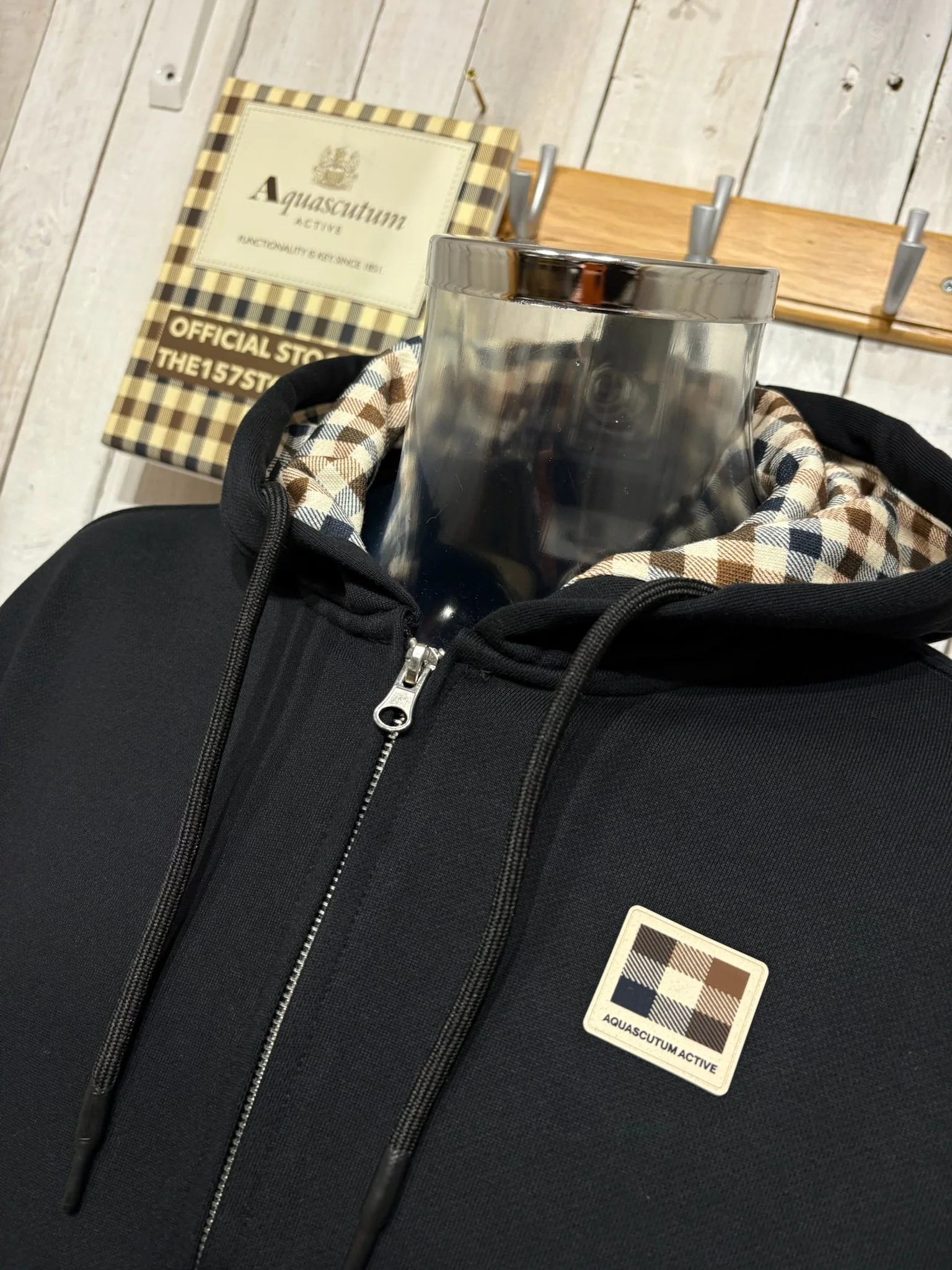 Aquascutum 2026 Full Zip Badge Hoodie - Black - Image 2