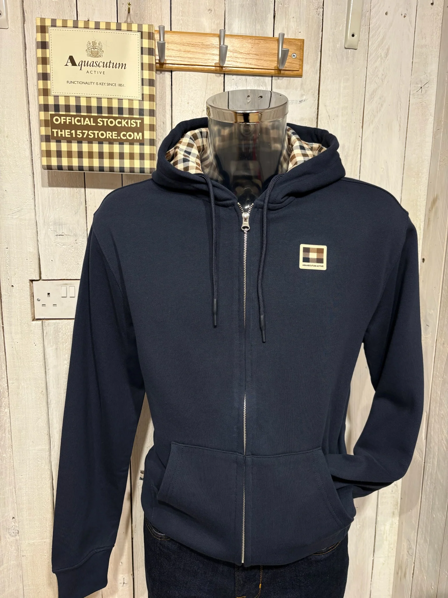 Aquascutum 2026 Full Zip Badge Hoodie - Navy - Image 2