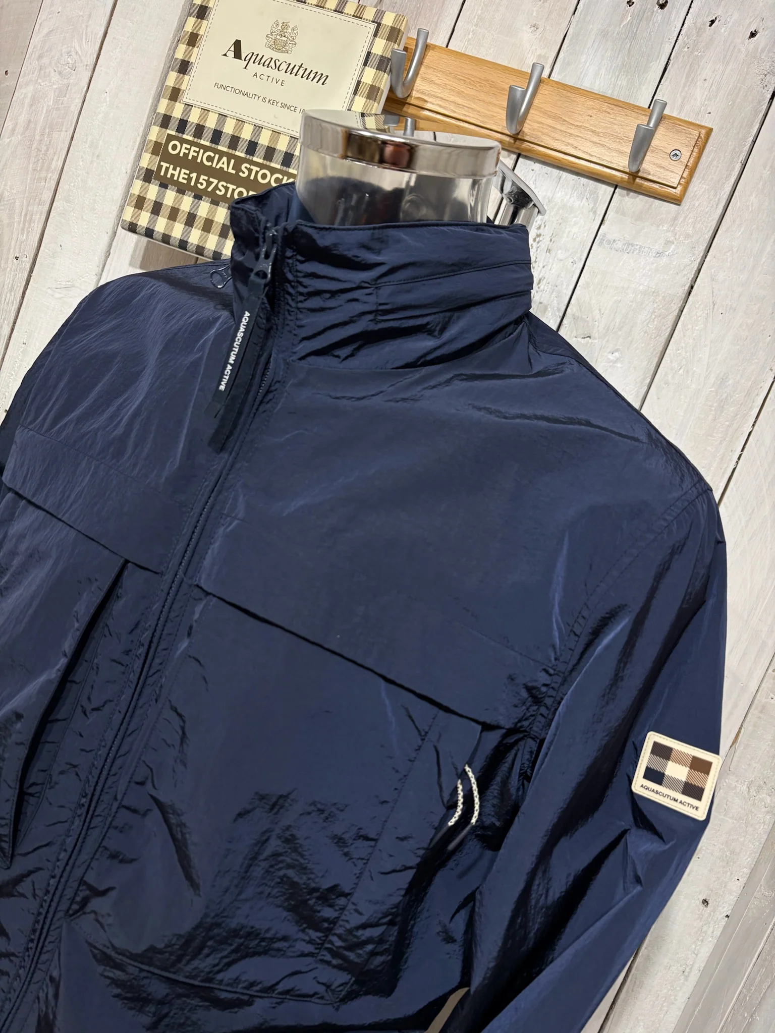 Aquascutum 2026 Lamina Mock Neck Jacket - Navy - Image 4