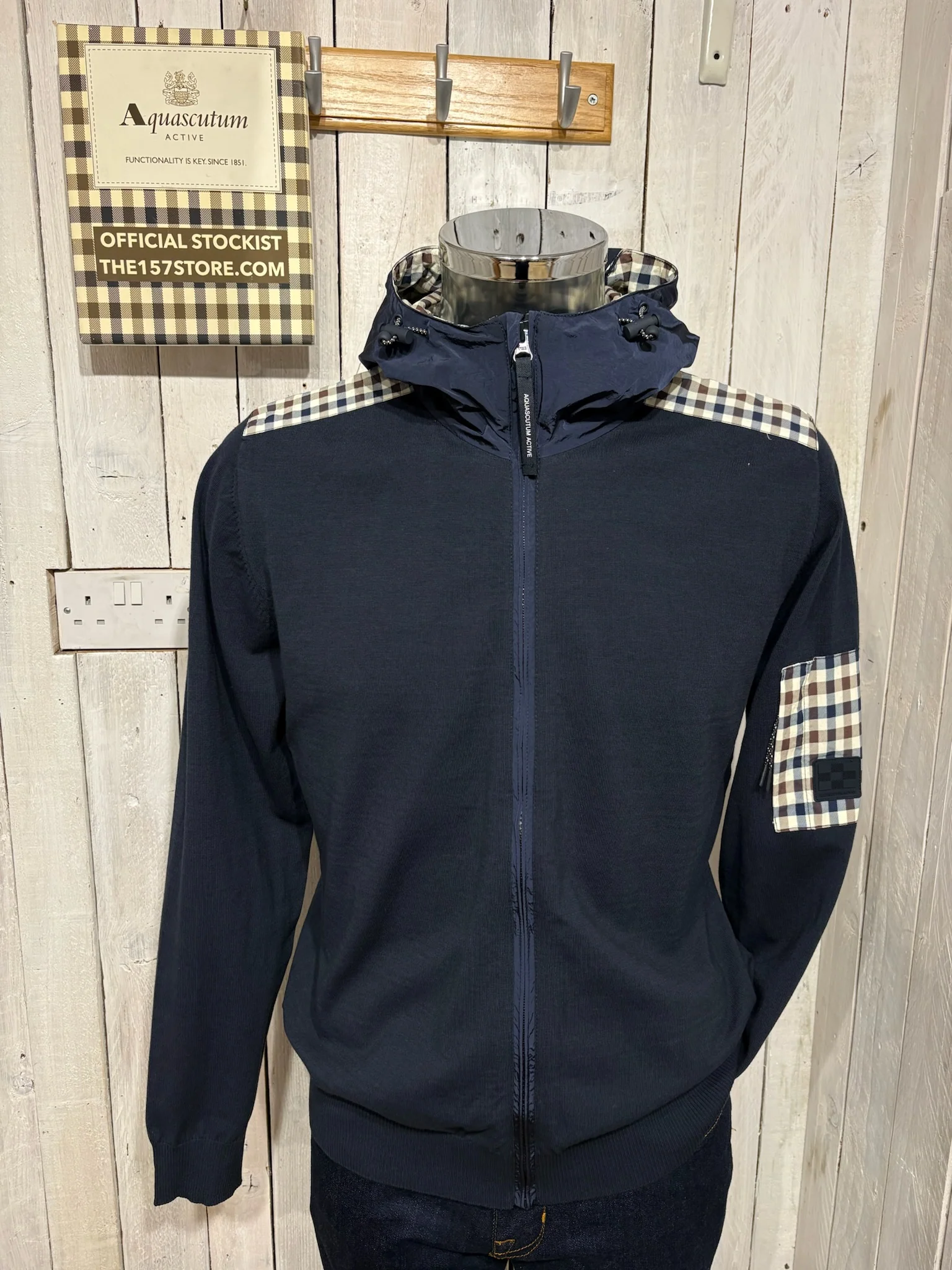 Aquascutum 2026 Lamina Pocket Full Zip Hoodie - Navy