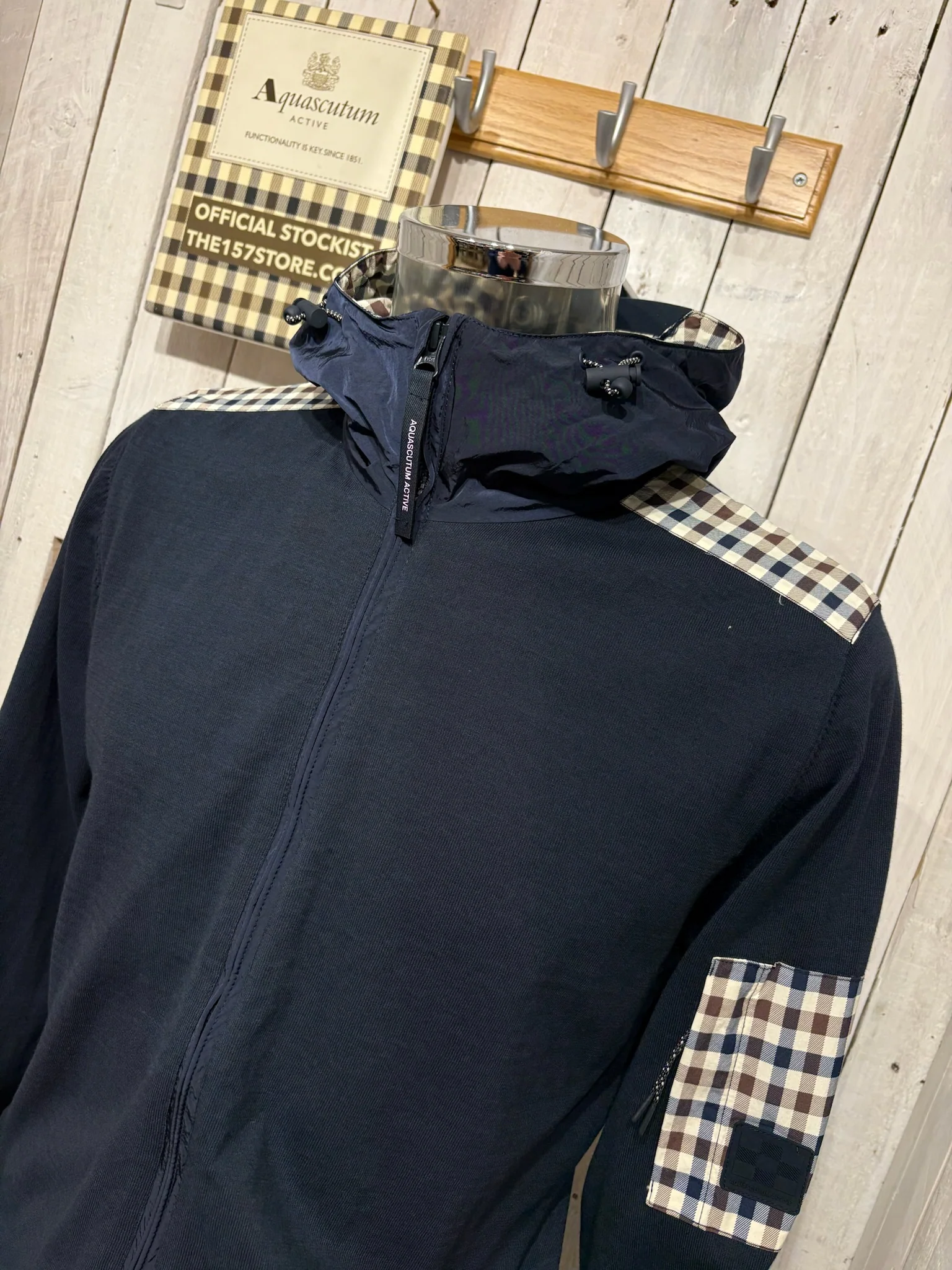 Aquascutum 2026 Lamina Pocket Full Zip Hoodie - Navy - Image 2