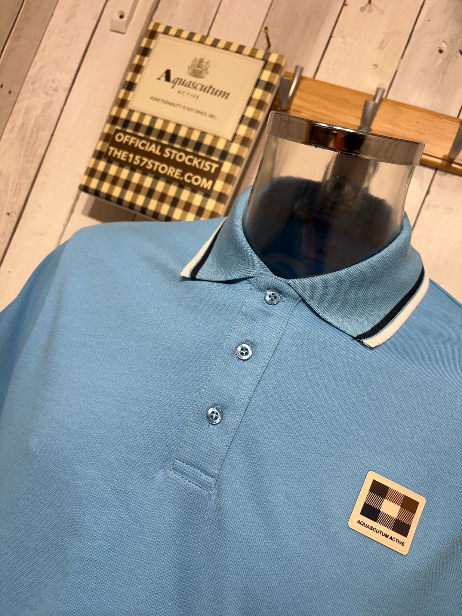 Aquascutum 2026 Piquet Tipped Polo - Avio Blue - Image 2