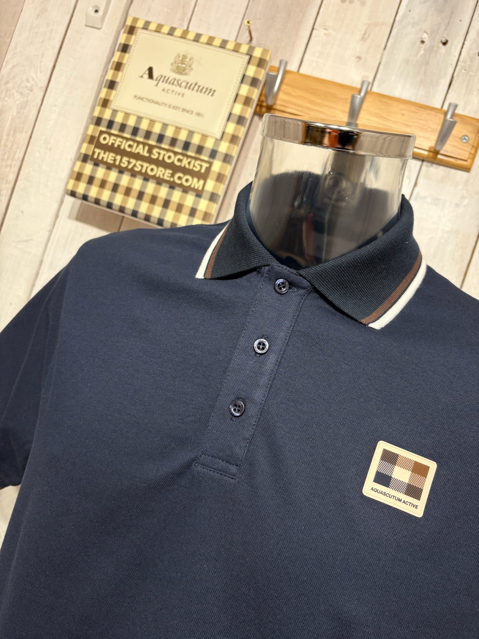Aquascutum 2026 Piquet Tipped Polo - Navy - Image 2