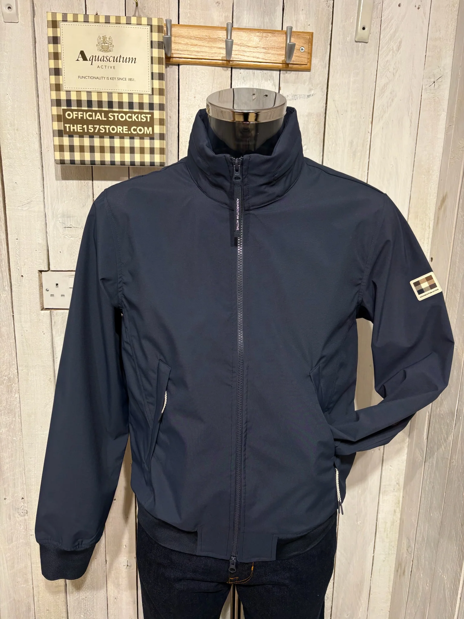 Aquascutum 2026 Soft Shell Mock Neck Jacket - Navy