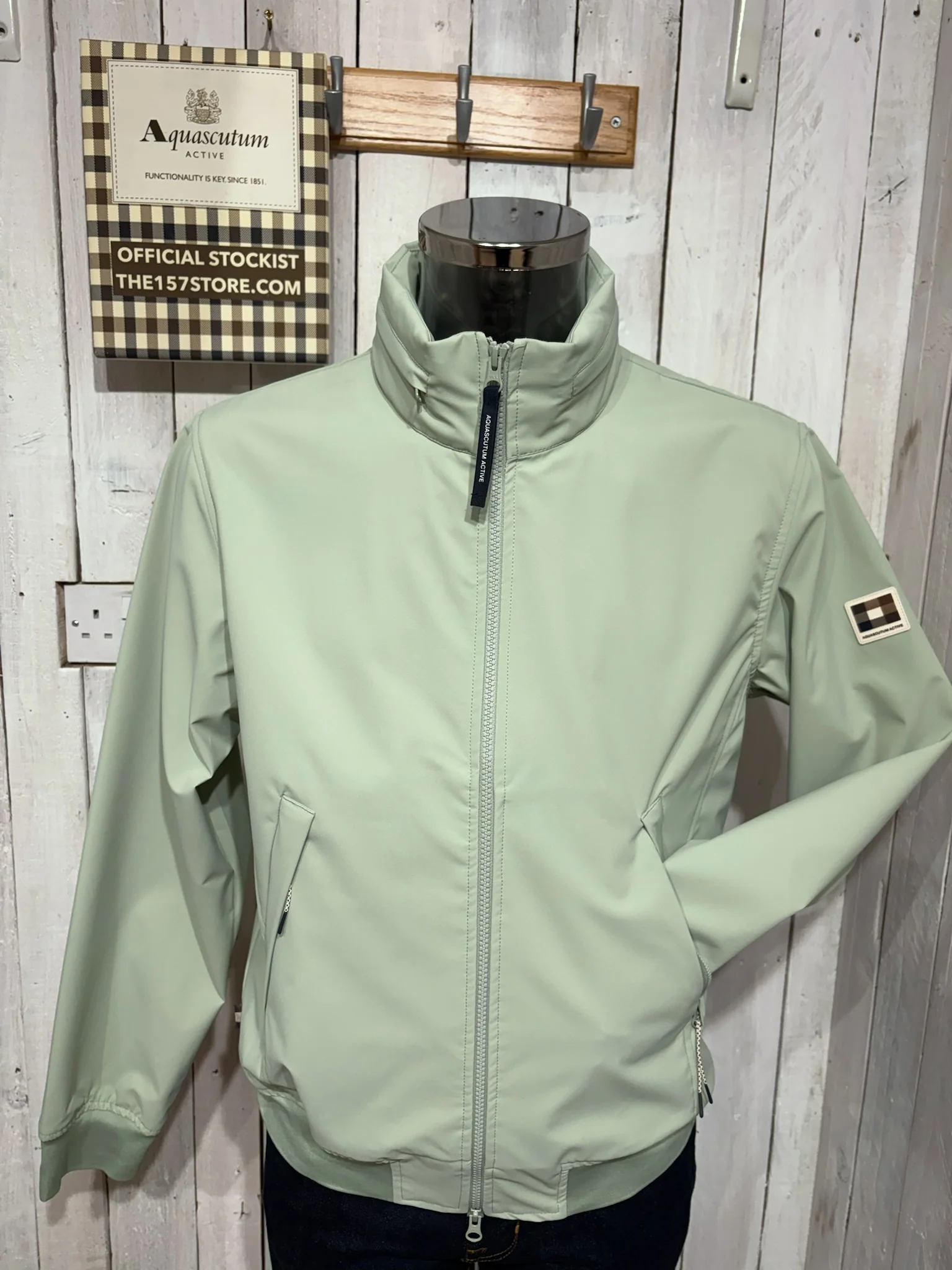 Aquascutum 2026 Soft Shell Mock Neck Jacket - Salvia