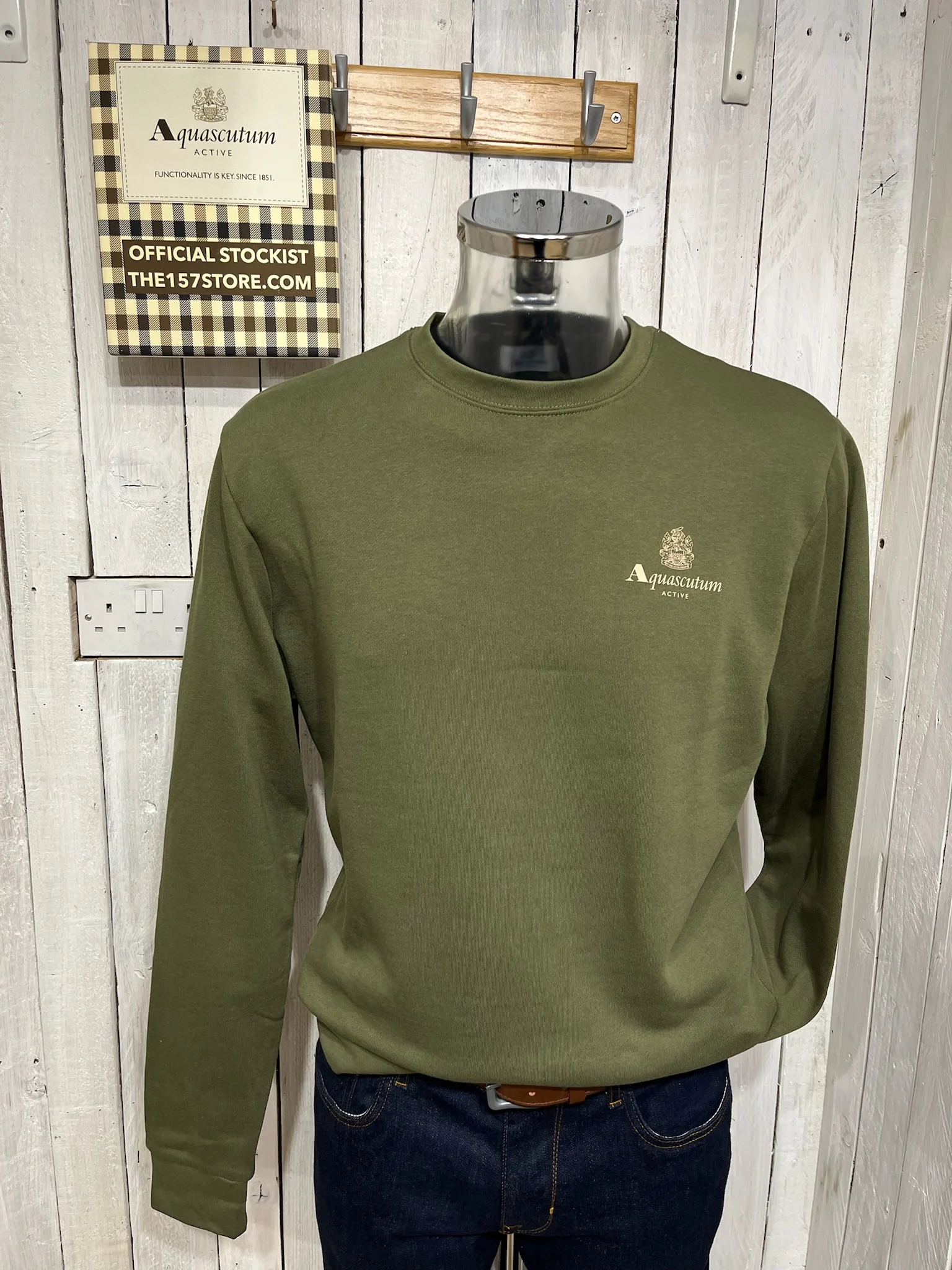 Aquascutum Active Small Logo Crewneck Sweat - Army Green