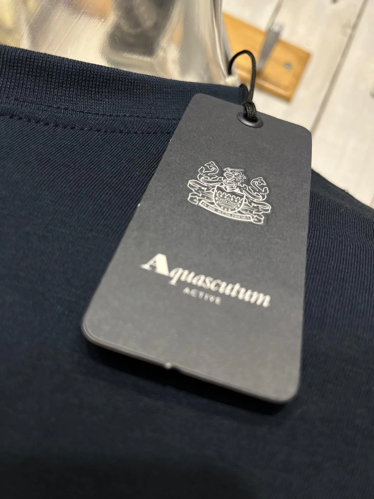 Aquascutum AW24 Club Check Pocket Tee - Navy - Image 3