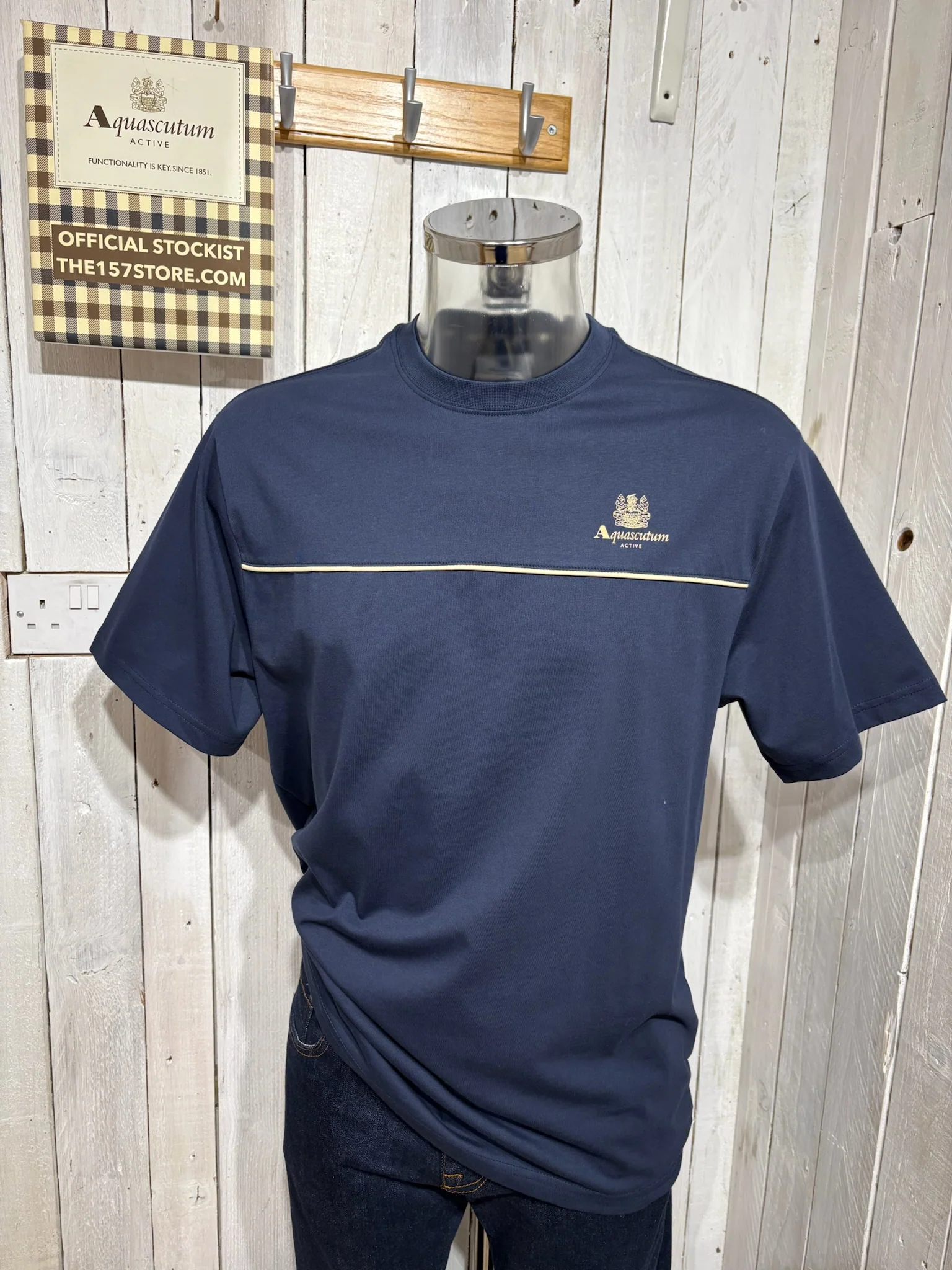 Aquascutum AW25 Piping Logo Tee - Navy