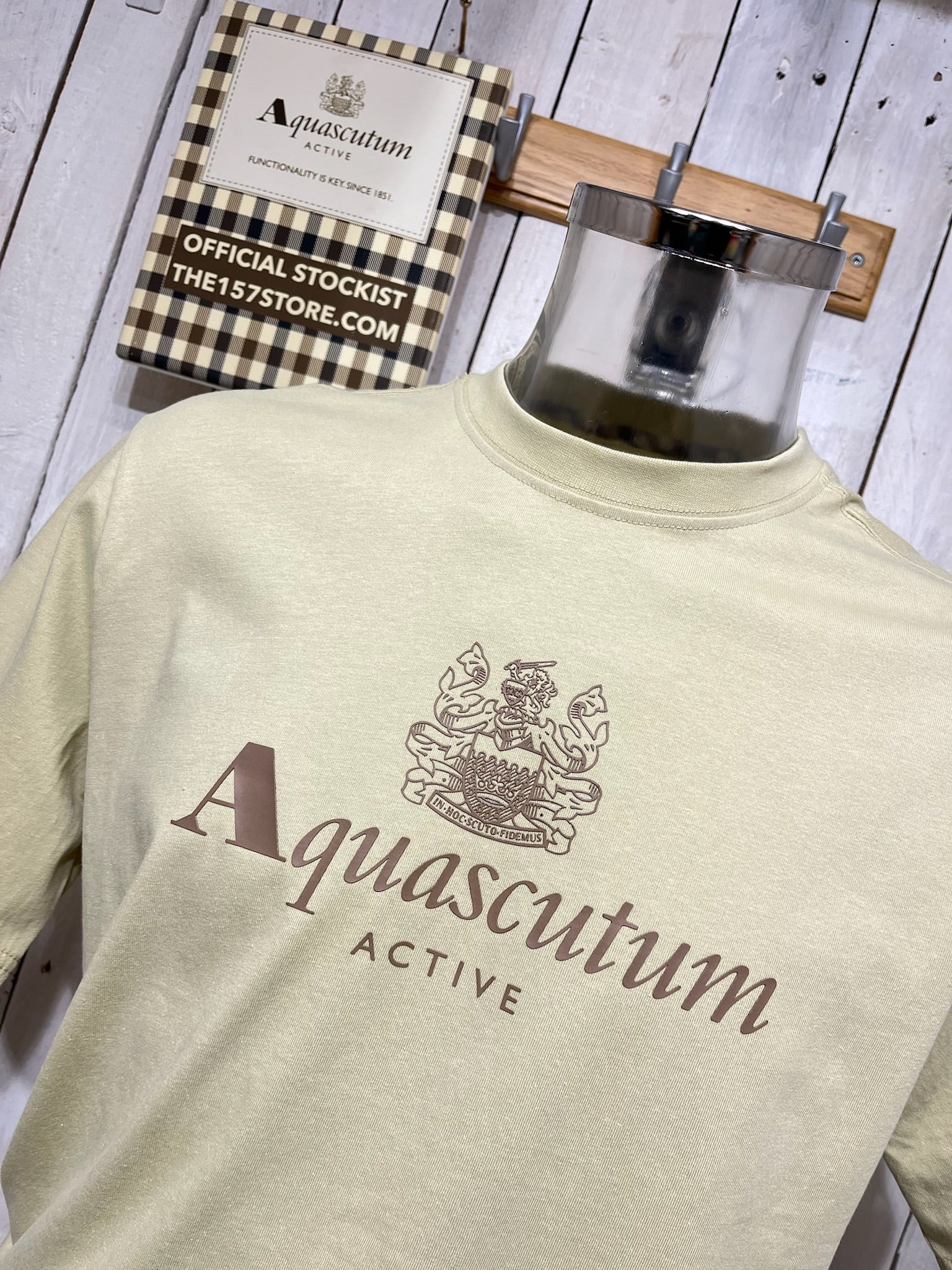 Aquascutum Big Logo Tee - Beige - Image 2