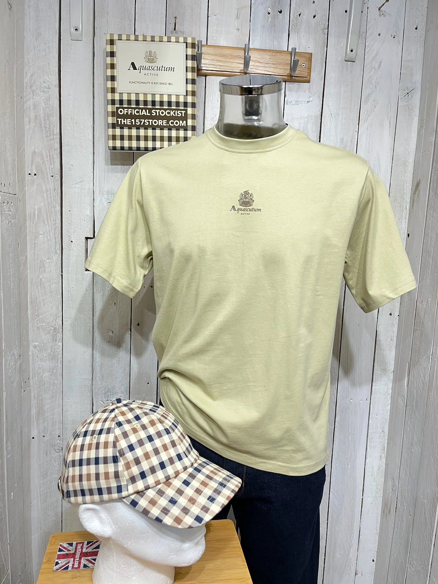 Aquascutum Centred Logo Tee - Beige - Image 4
