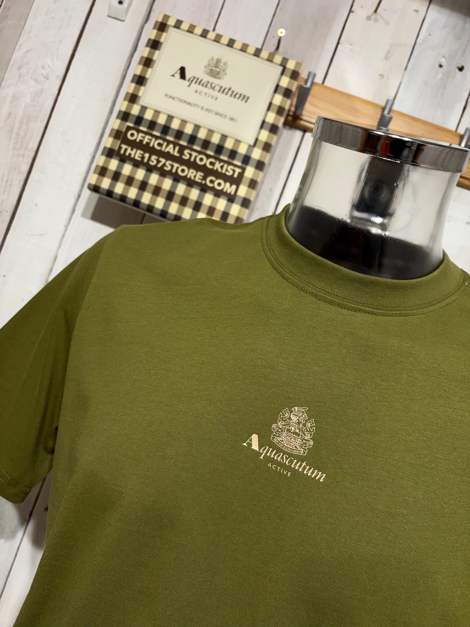 Aquascutum Centred Small Logo Tee - Army - Image 2