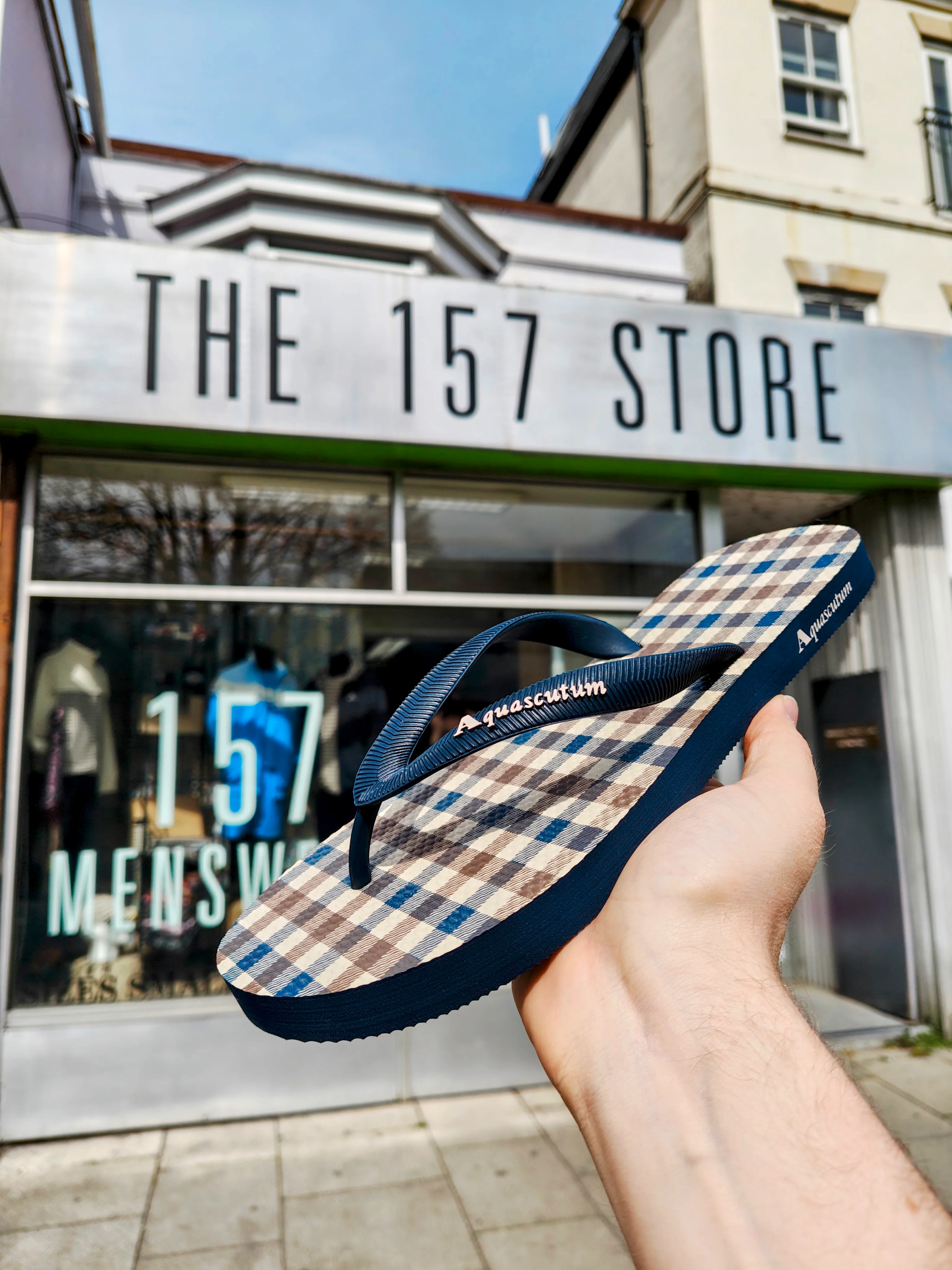 Aquascutum Club Check Flip Flops - Navy