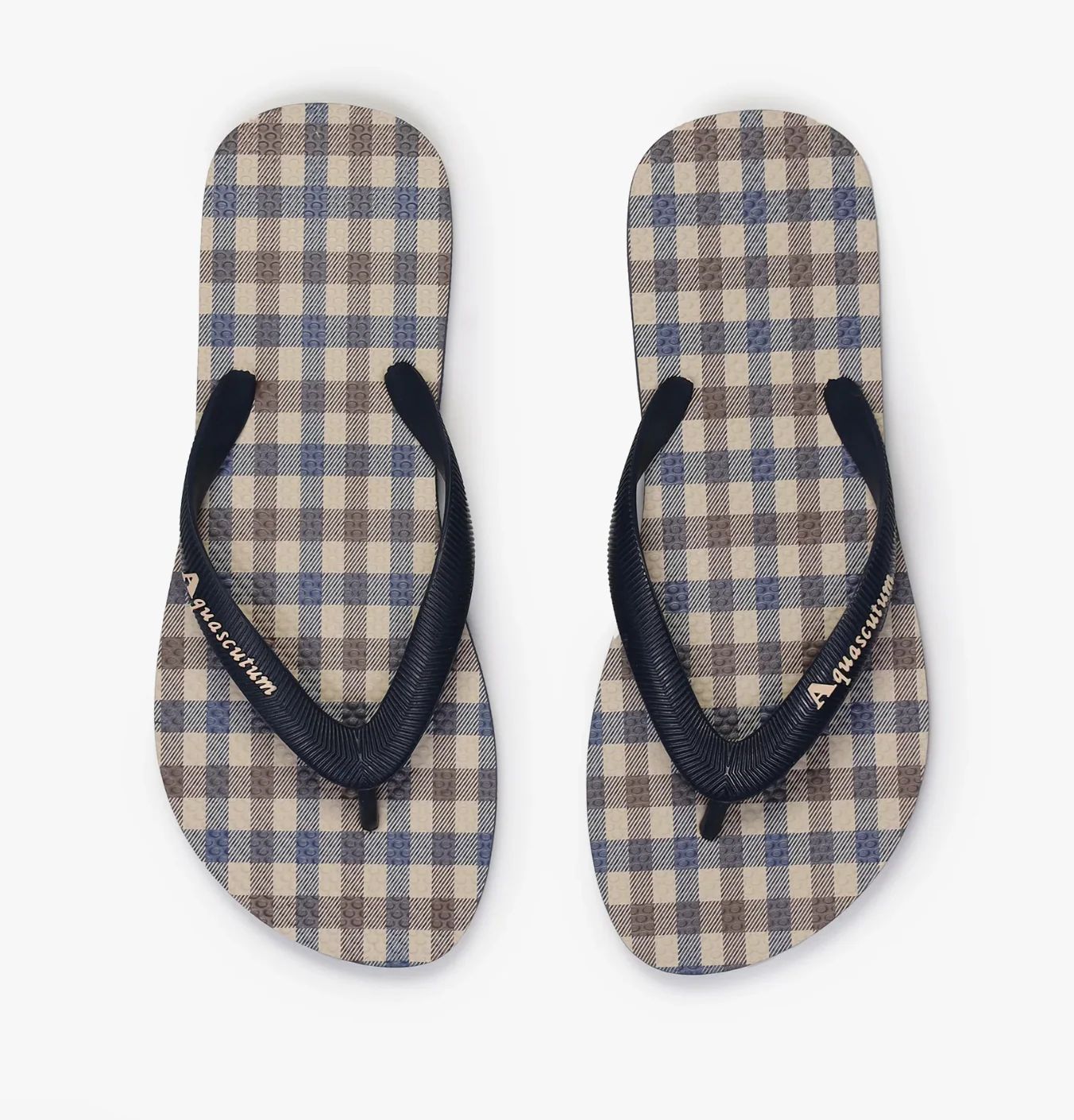 Aquascutum Club Check Flip Flops - Navy - Image 3