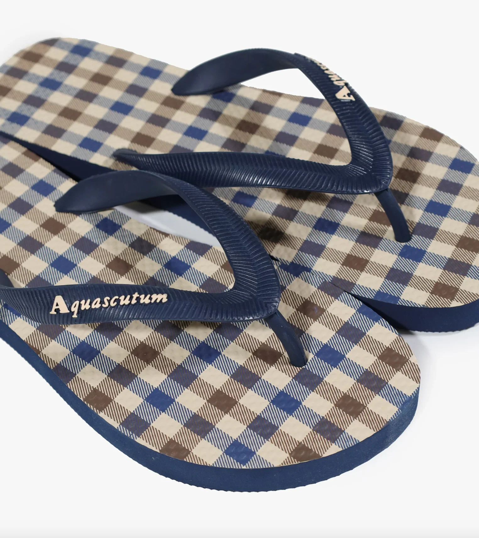 Aquascutum Club Check Flip Flops - Navy - Image 5