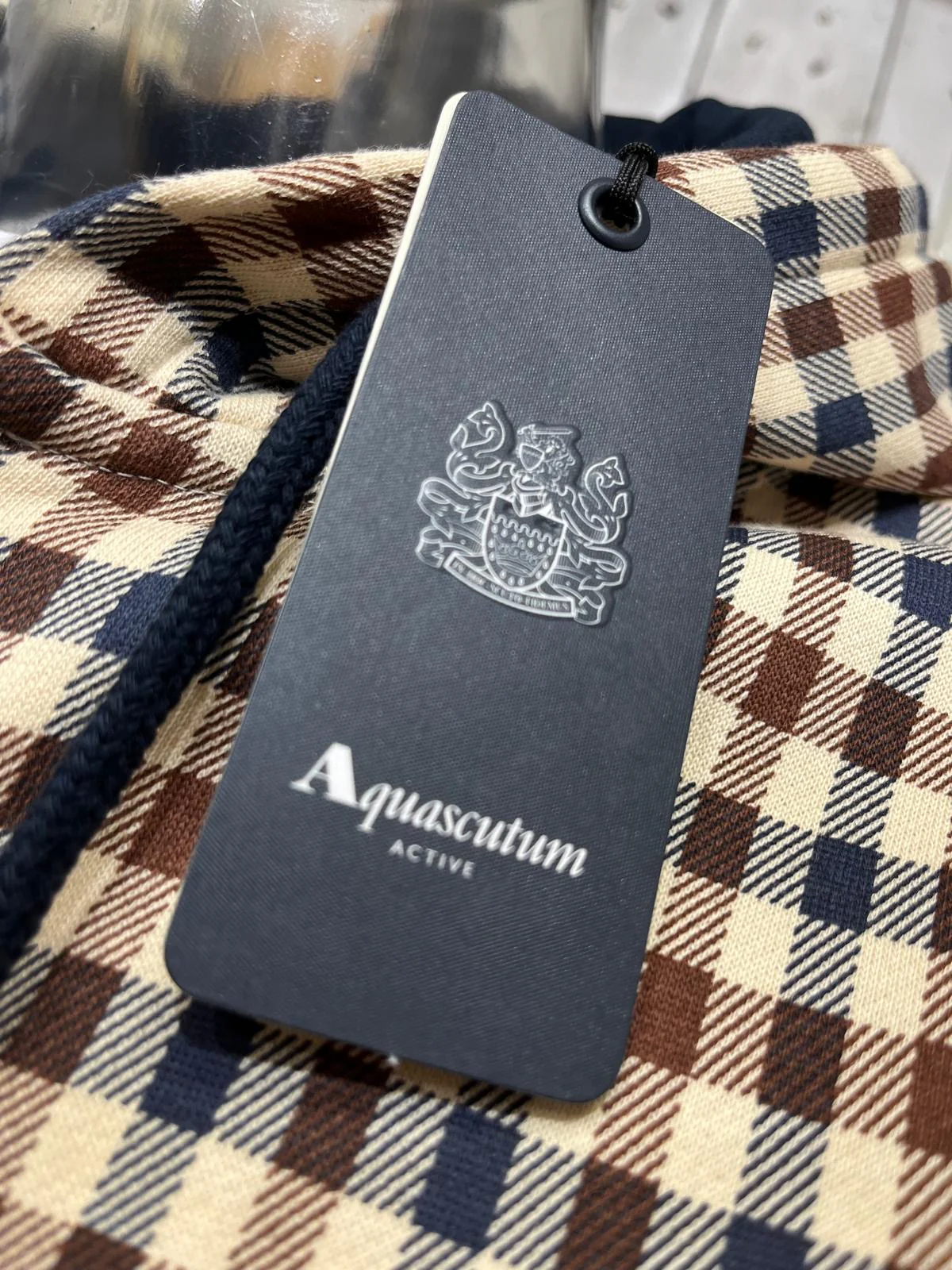 Aquascutum Club Check Full-Zip Hoodie - Navy - Image 3