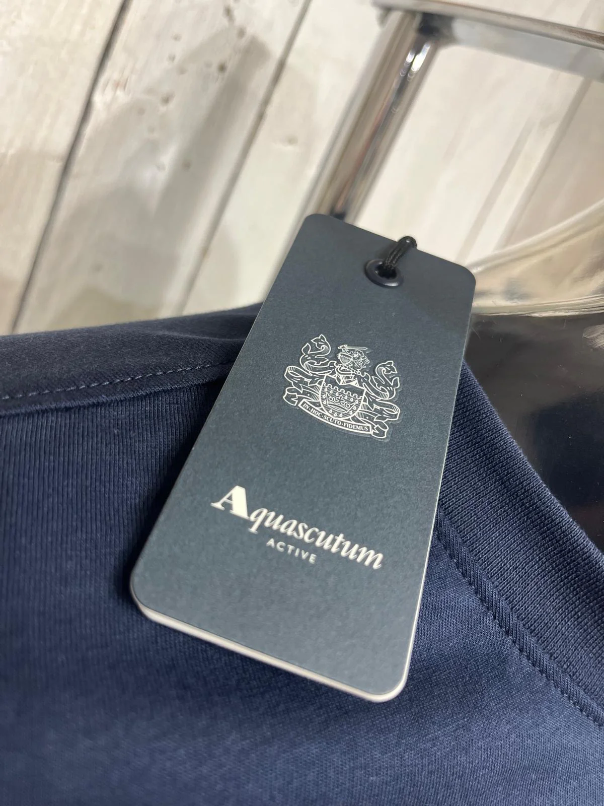 Aquascutum Club Check Panel Tee - Navy - Image 3