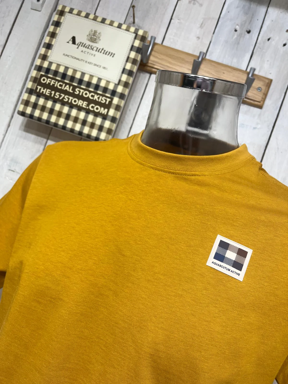 Aquascutum Club Check Patch Tee - Chai Tea - Image 3