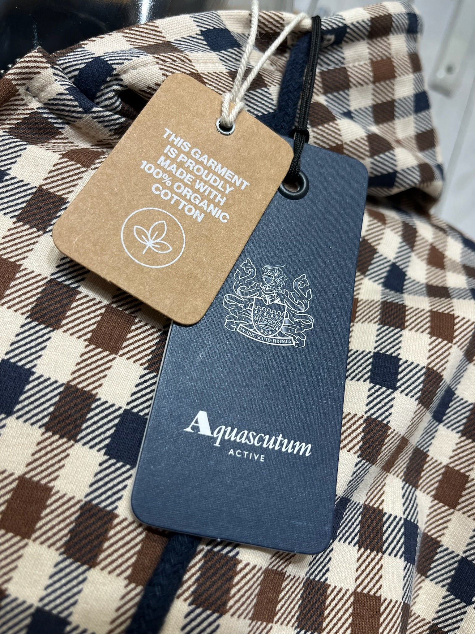 Aquascutum Iconic Full Zip Hoodie - Club Check - Image 3