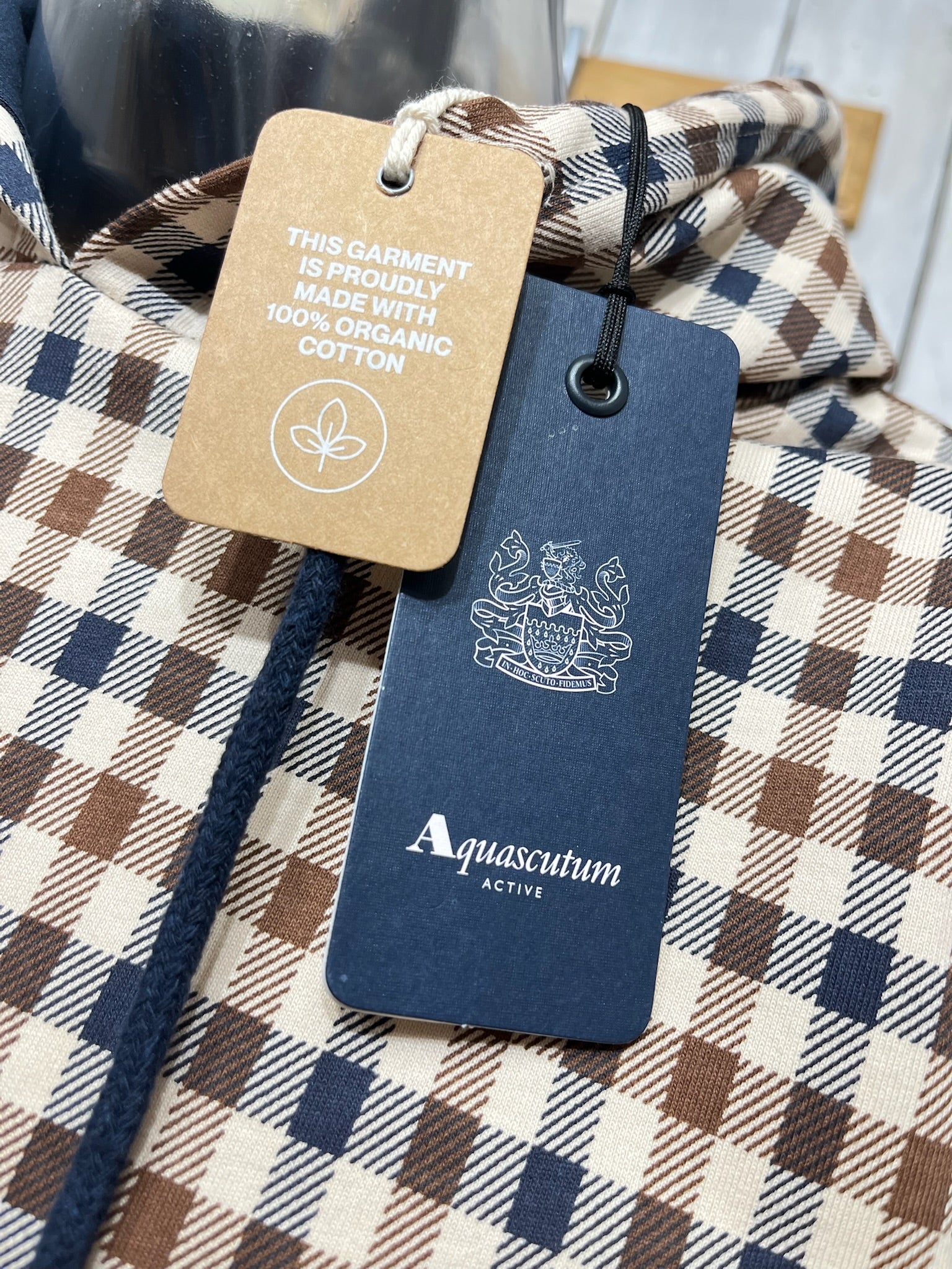 Aquascutum Iconic Pullover Hoodie - Club Check - Image 3