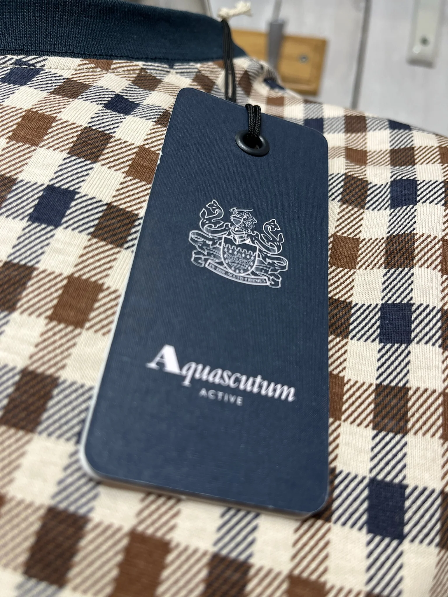 Aquascutum Iconic Tee Club Check - Navy - Image 3