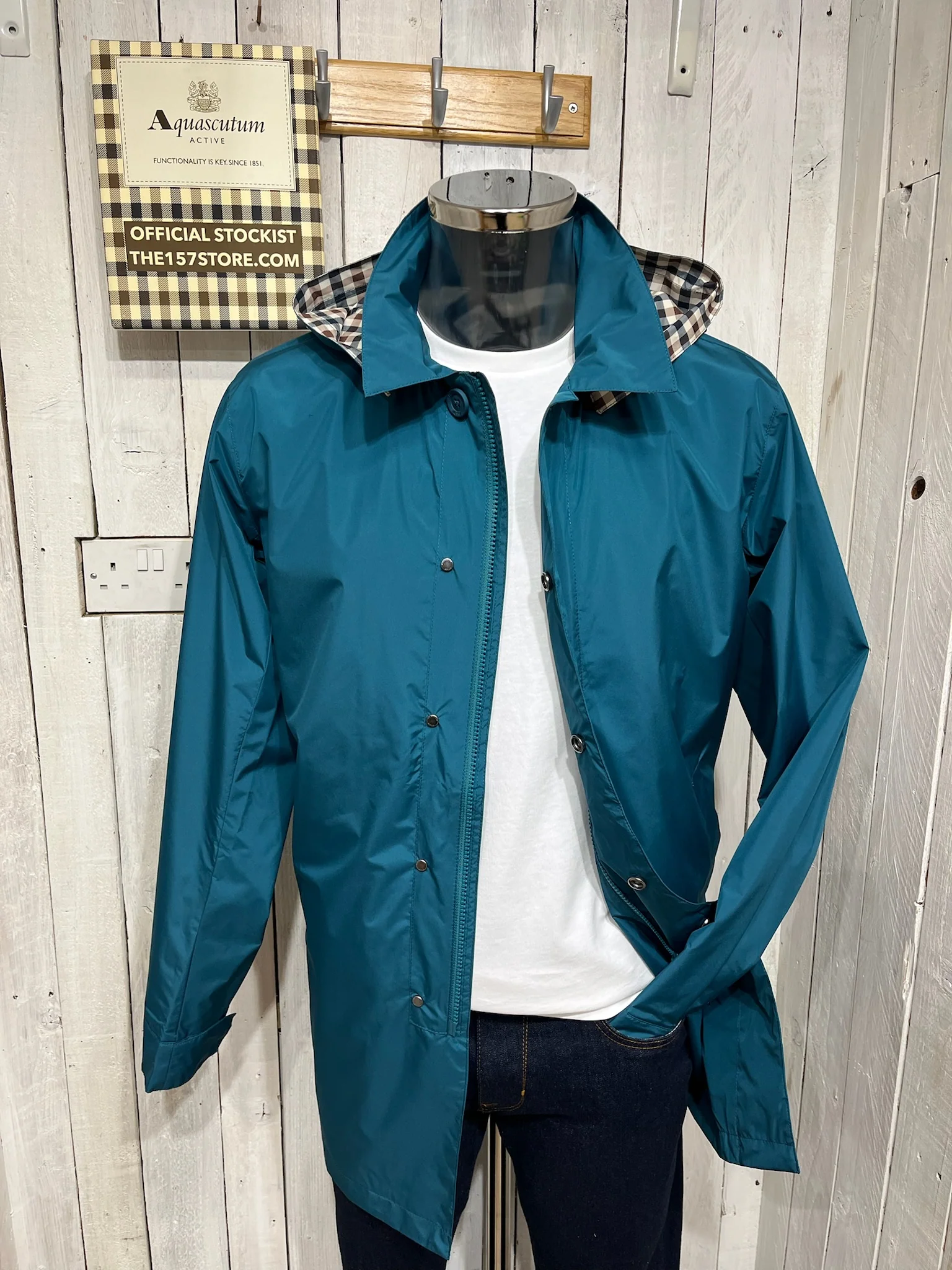 Aquascutum Pack-Away Hood Trench - Petroleum