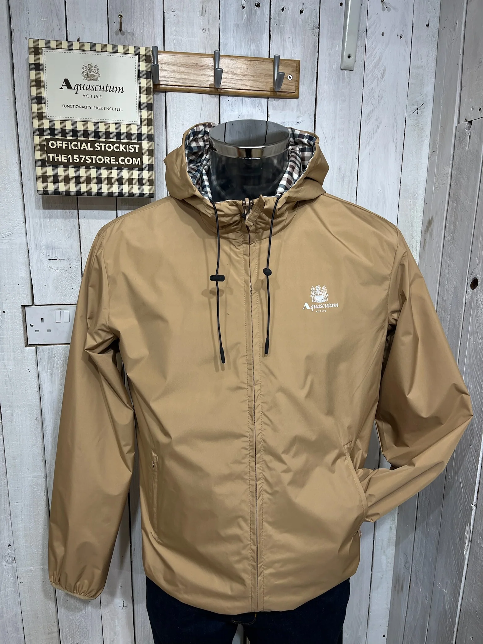 Aquascutum Reversible Terrace Jacket - NEW 2026 - Khaki/sand or Aqua Check - Image 2