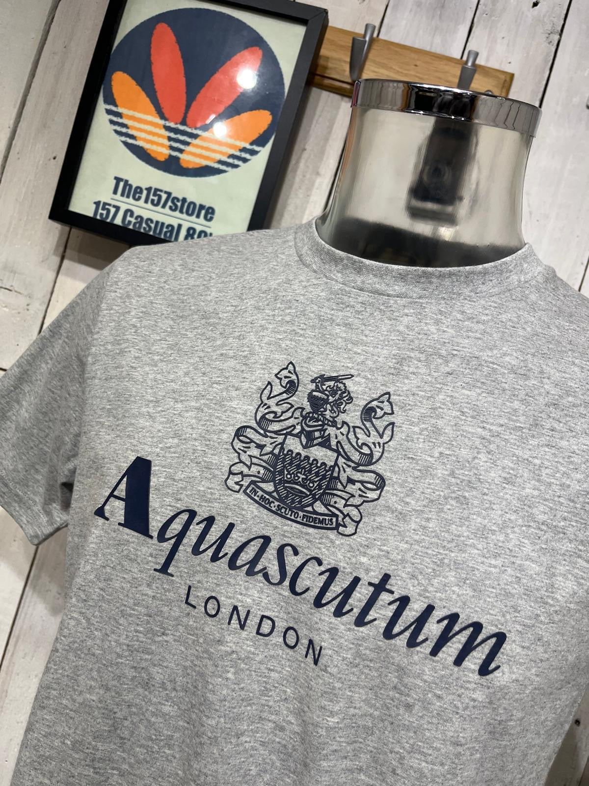 Aquascutum Royal Logo Tee - Light Grey Marl - Image 3