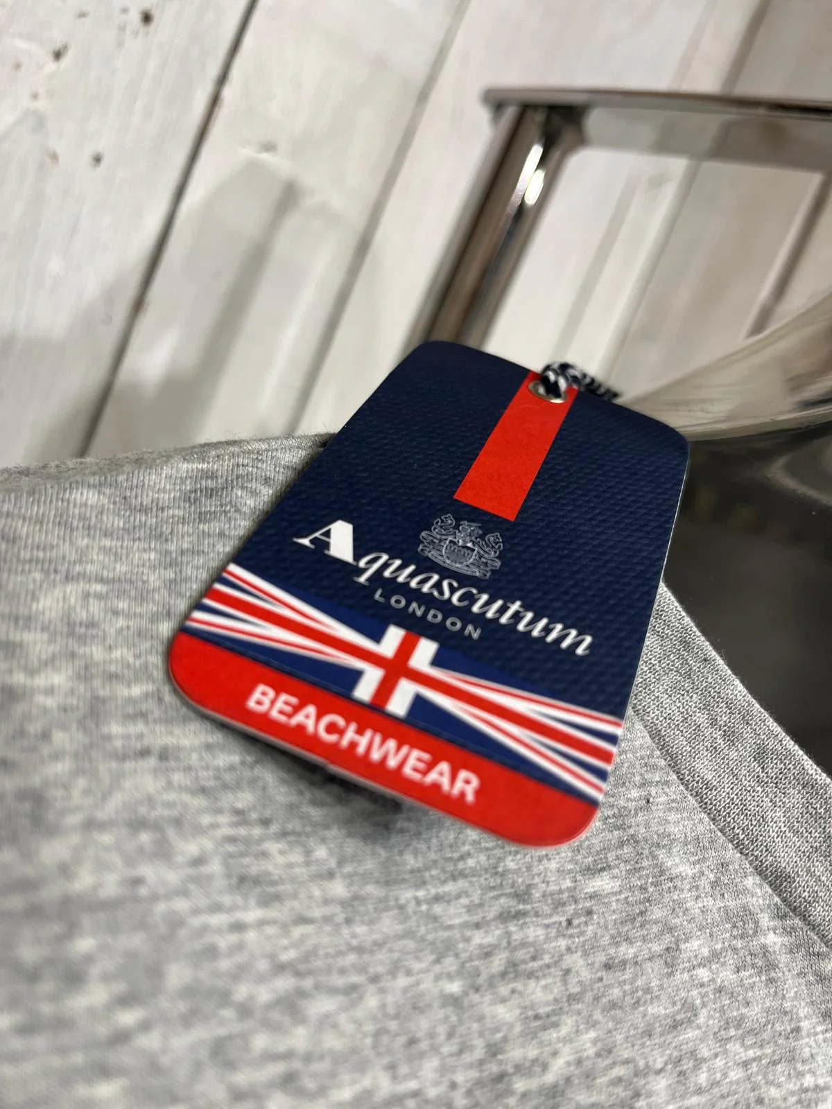 Aquascutum Royal Logo Tee - Light Grey Marl - Image 4