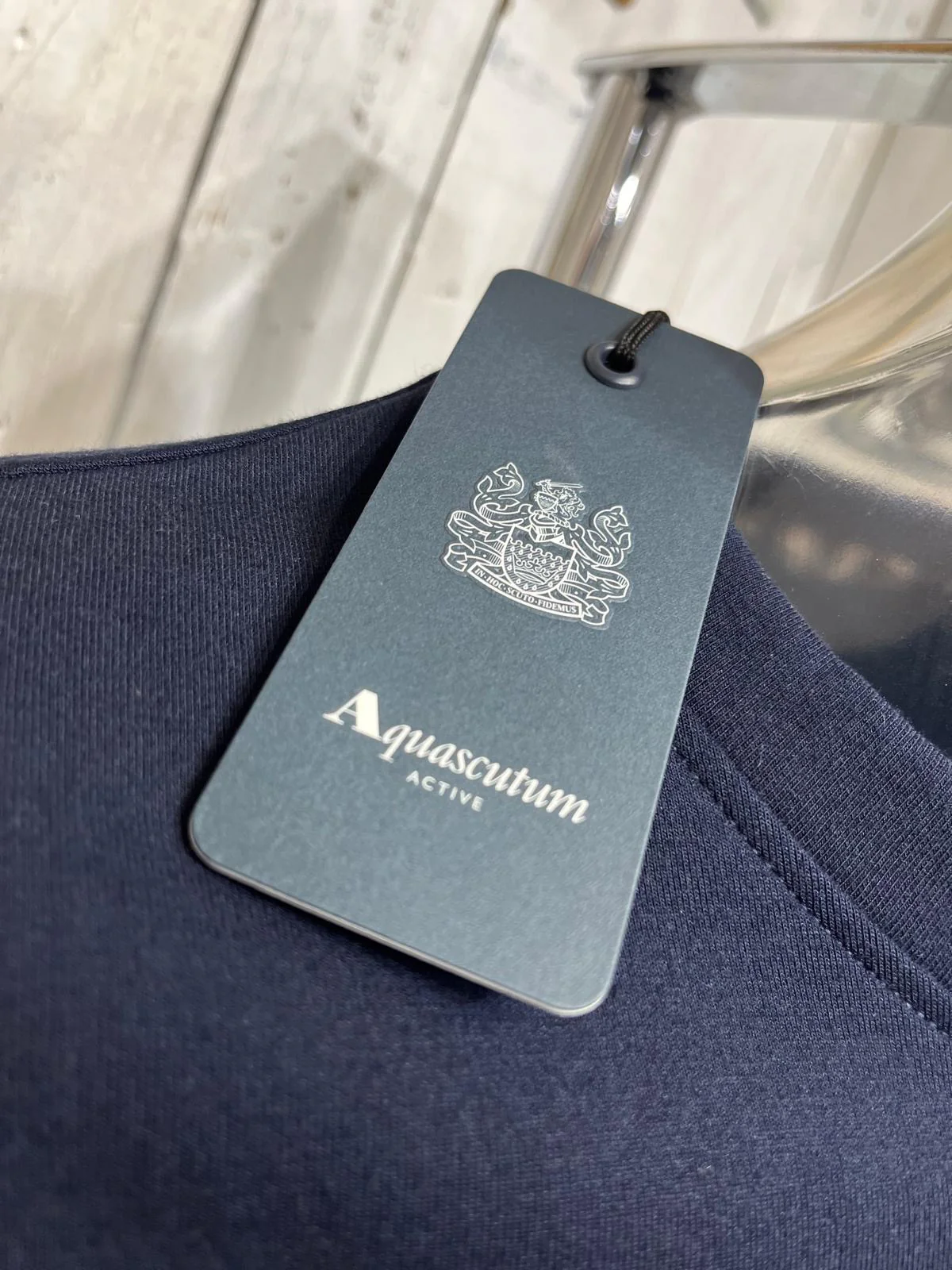 Aquascutum Scuba Club Check Panel Sweat - Navy - Image 3