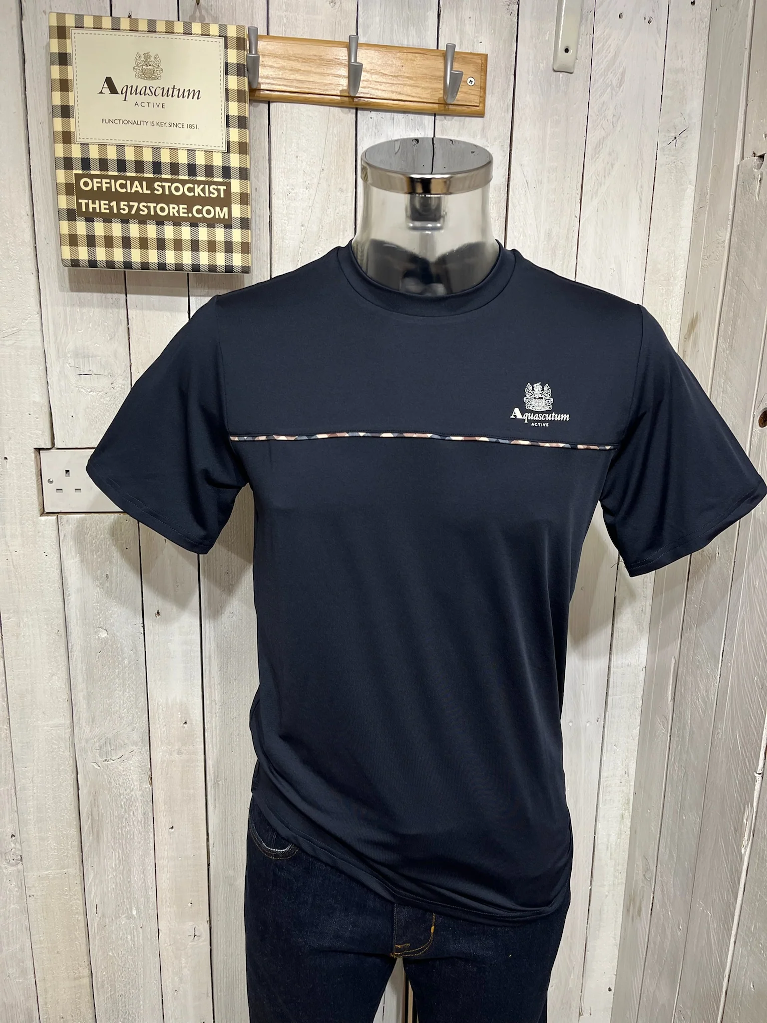 Aquascutum Stretch Piping Tee - Navy