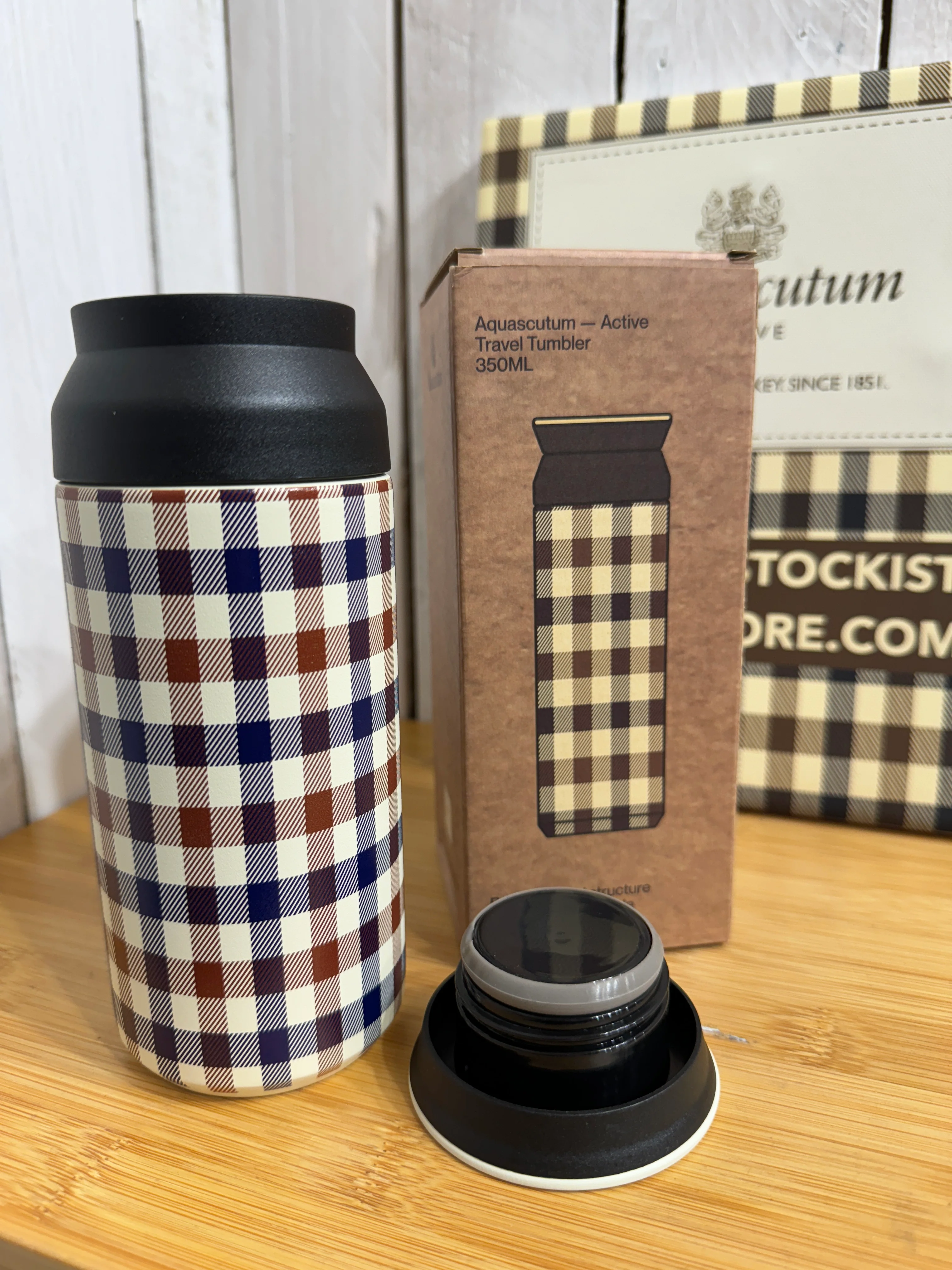Aquascutum Vacuum Tumbler Bottle Flask - Club Check - Image 6