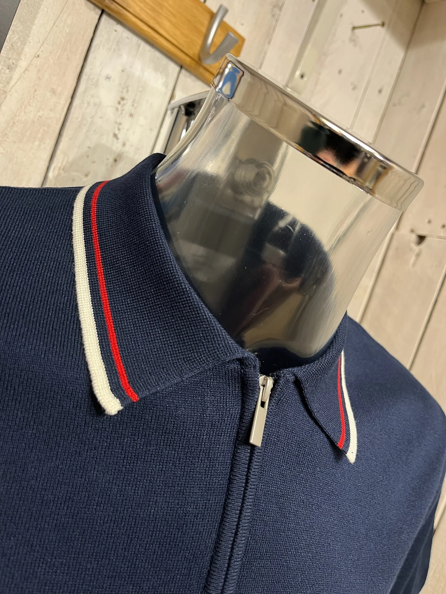 Ben Sherman Mod Zip Tipped Polo - Dark Navy - Image 3