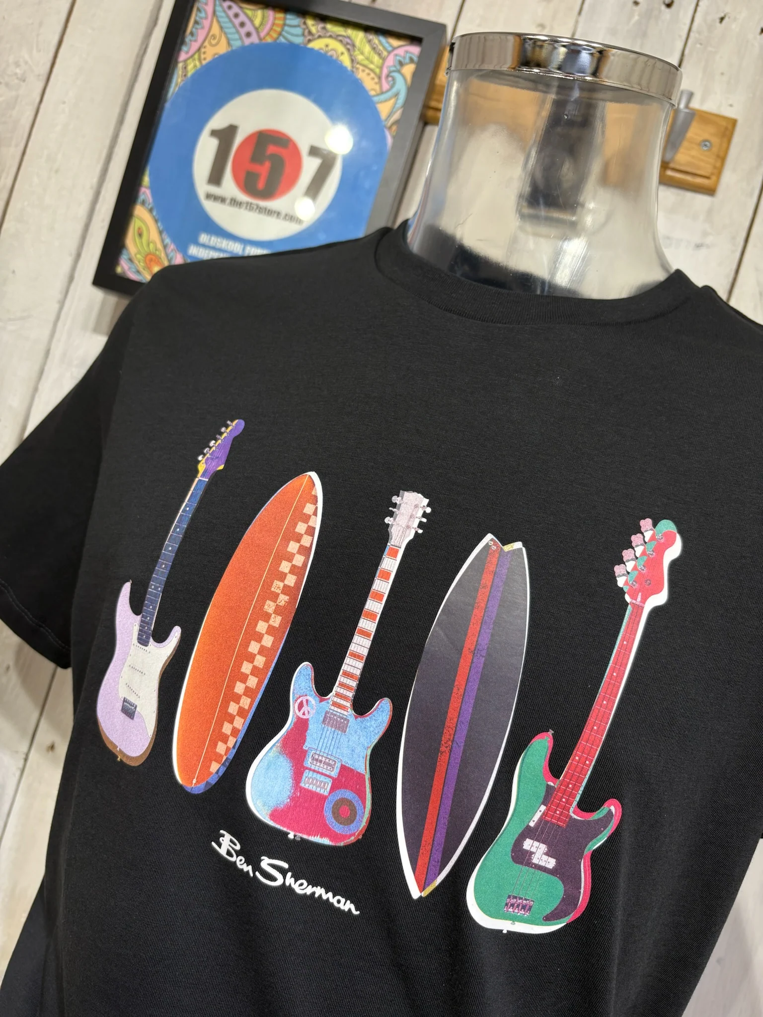 Ben Sherman Tee - Guitar/Surf - Black - Image 2