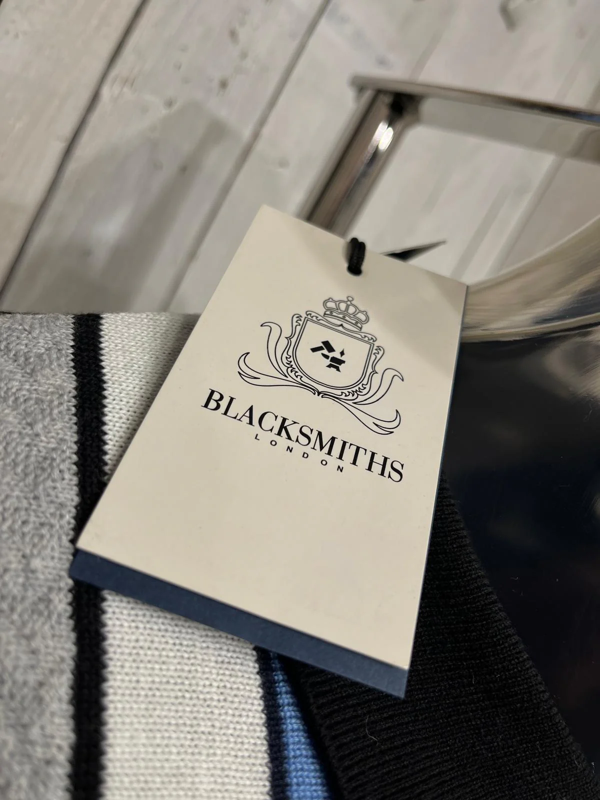 Blacksmiths London Che Stripe Knit Polo - Navy - Image 3