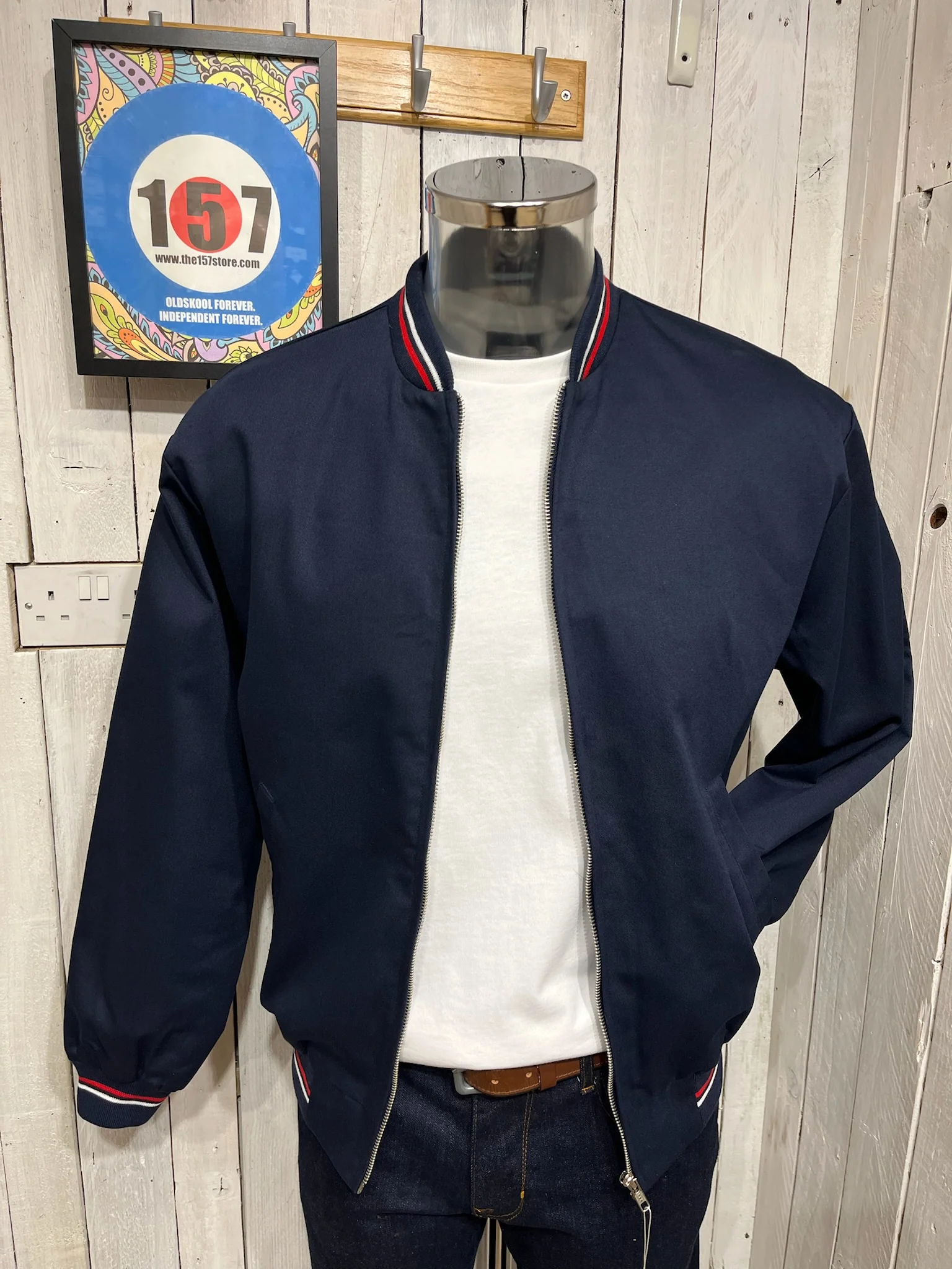 British Classic Monkey (Bomber) Jacket by Relco - Navy Blue - Image 2
