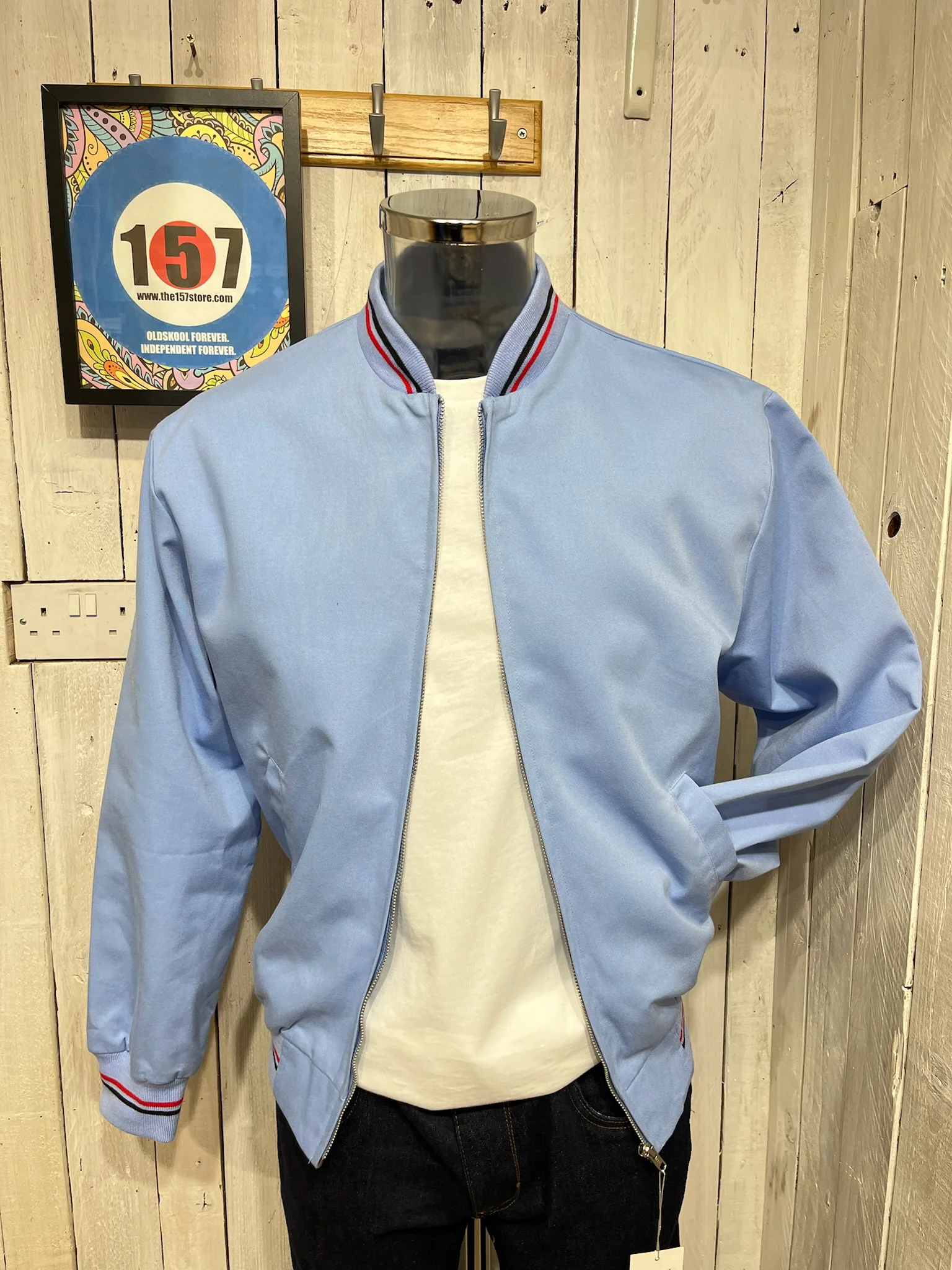 British Classic Monkey (Bomber) Jacket by Relco - Sky - Image 2