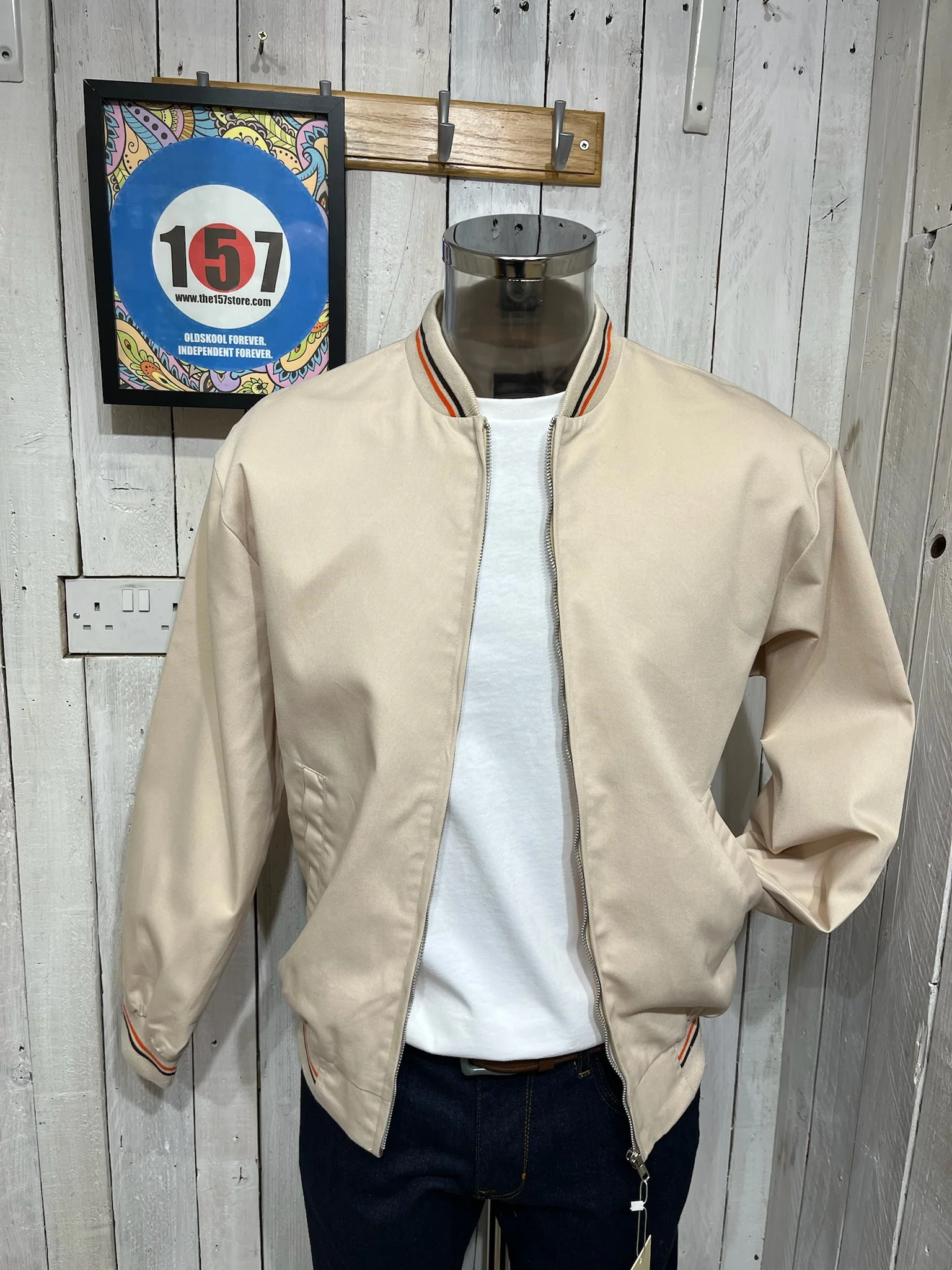 British Classic Monkey (Bomber) Jacket by Relco - Stone - Image 2