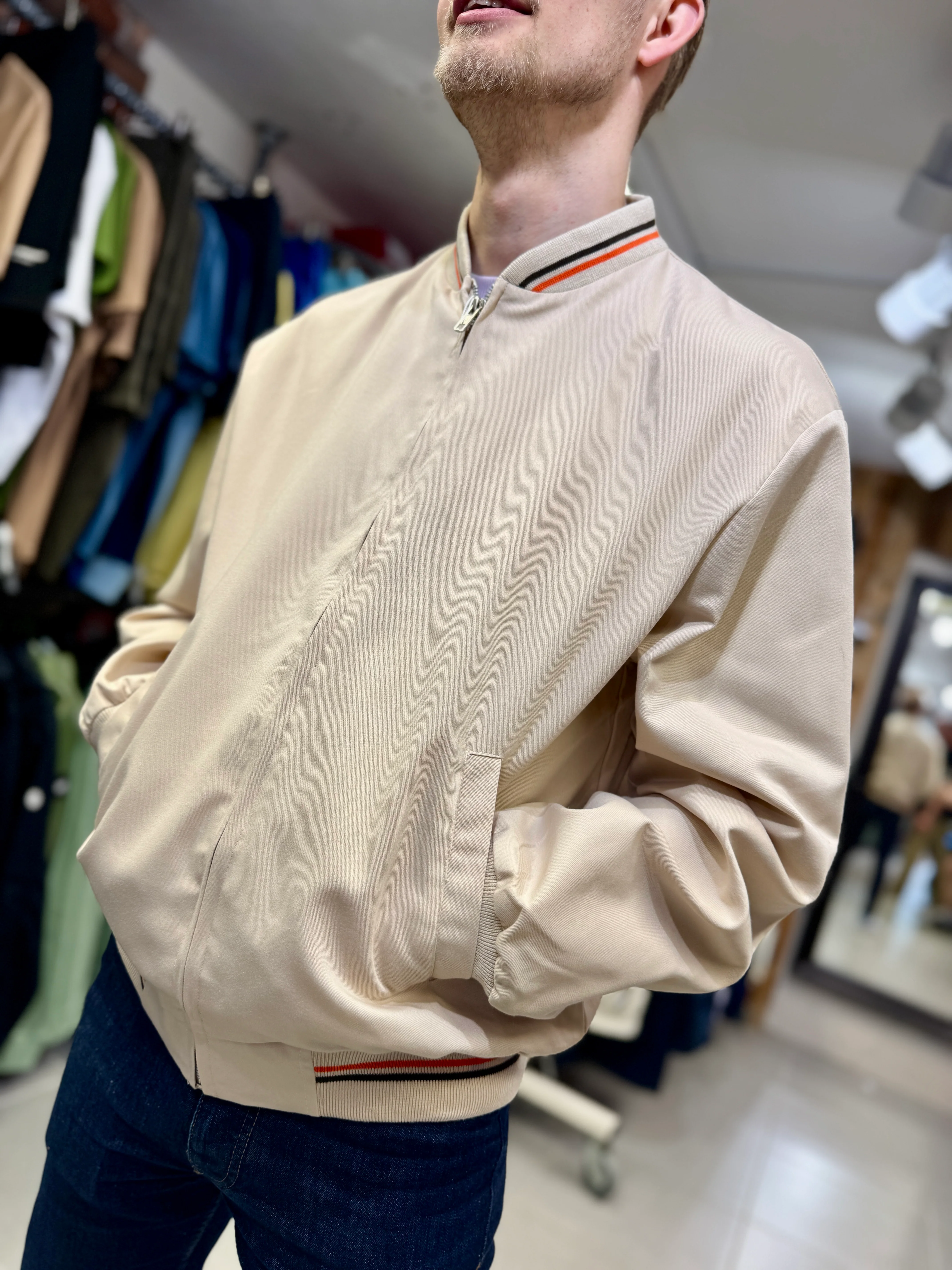 British Classic Monkey (Bomber) Jacket by Relco - Stone - Image 3
