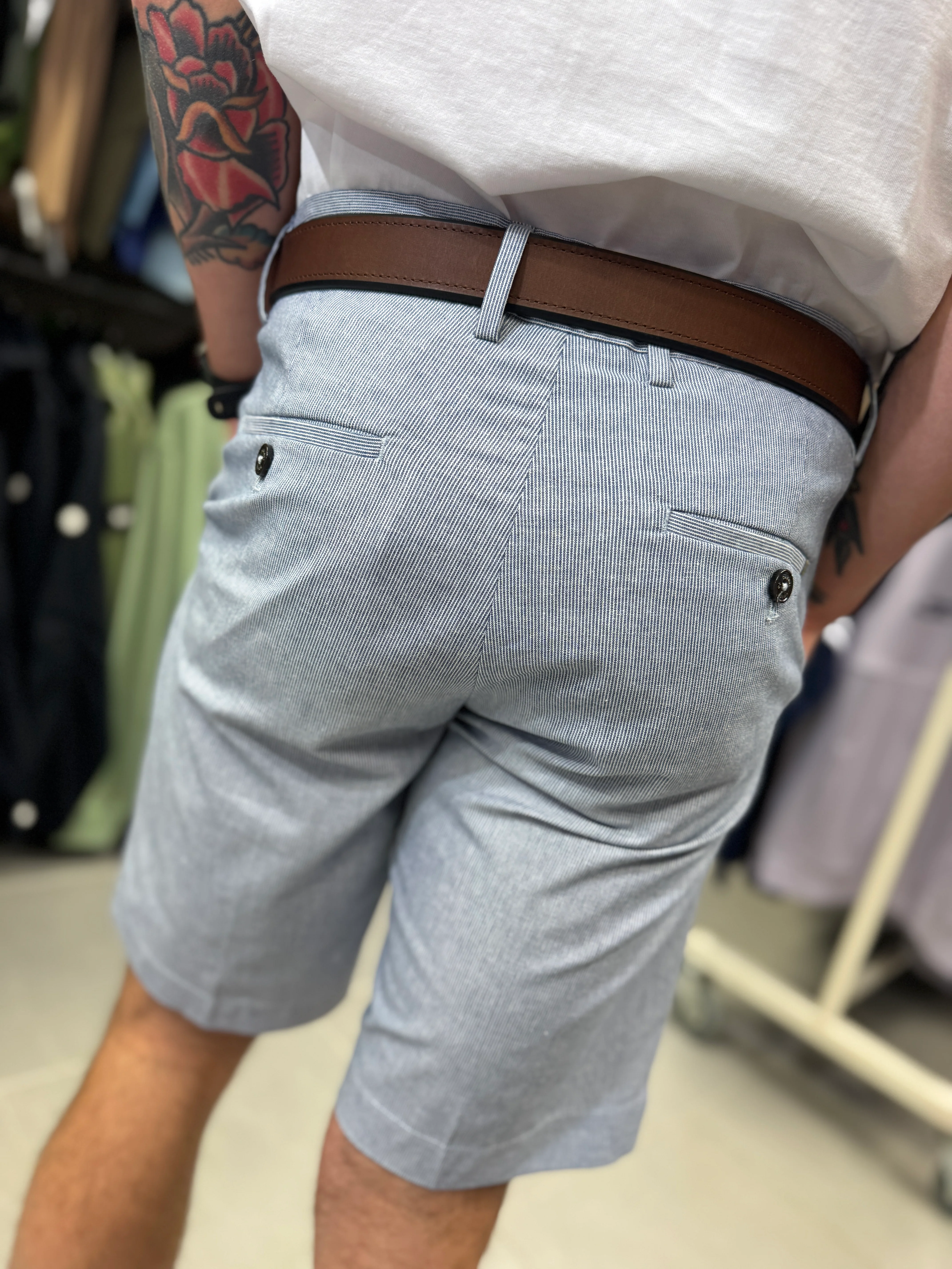 Cavani Fredrik ticking Shorts - Blue - Image 3