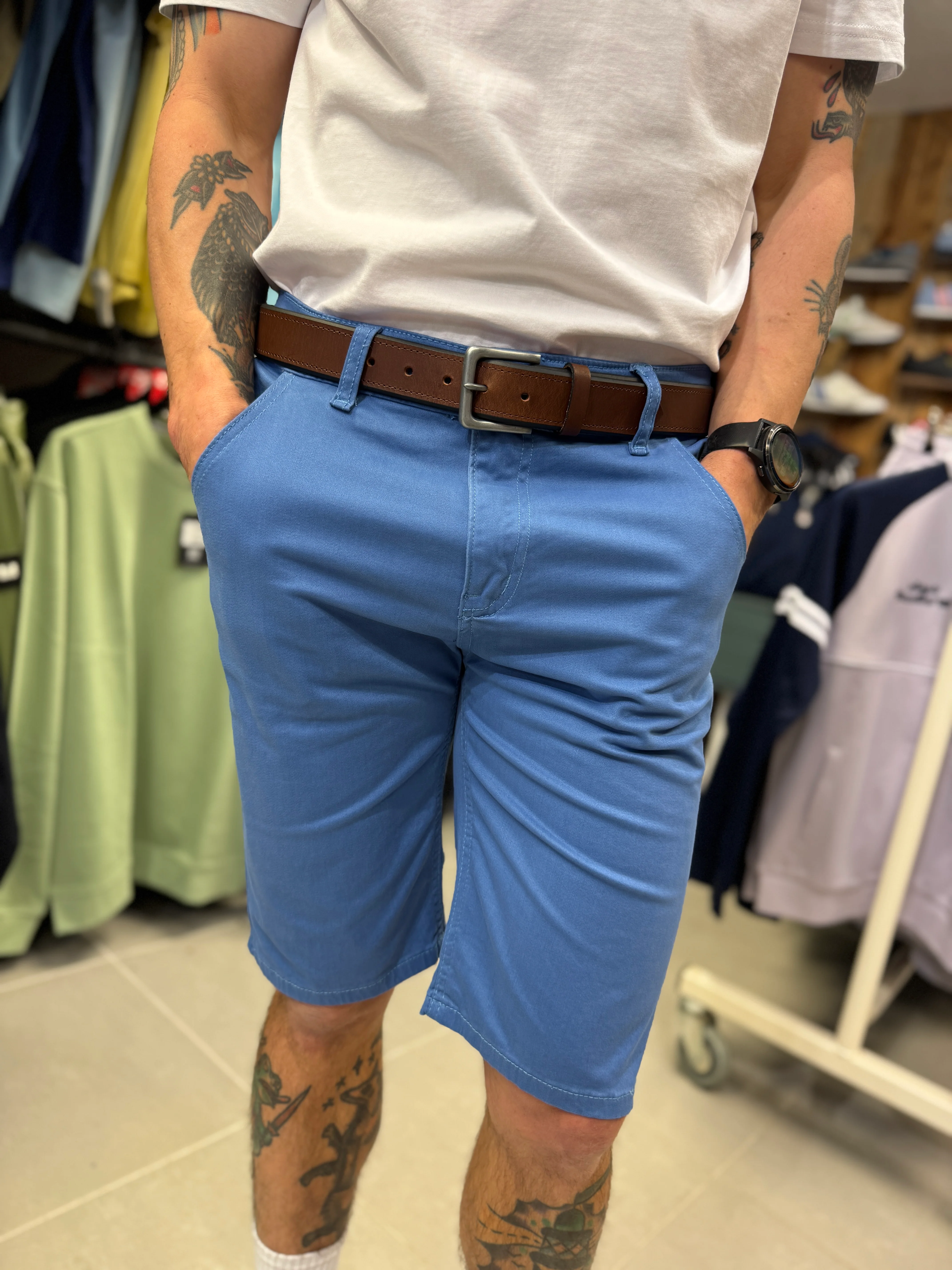 Charles Norton Chino Shorts - Mid Blue