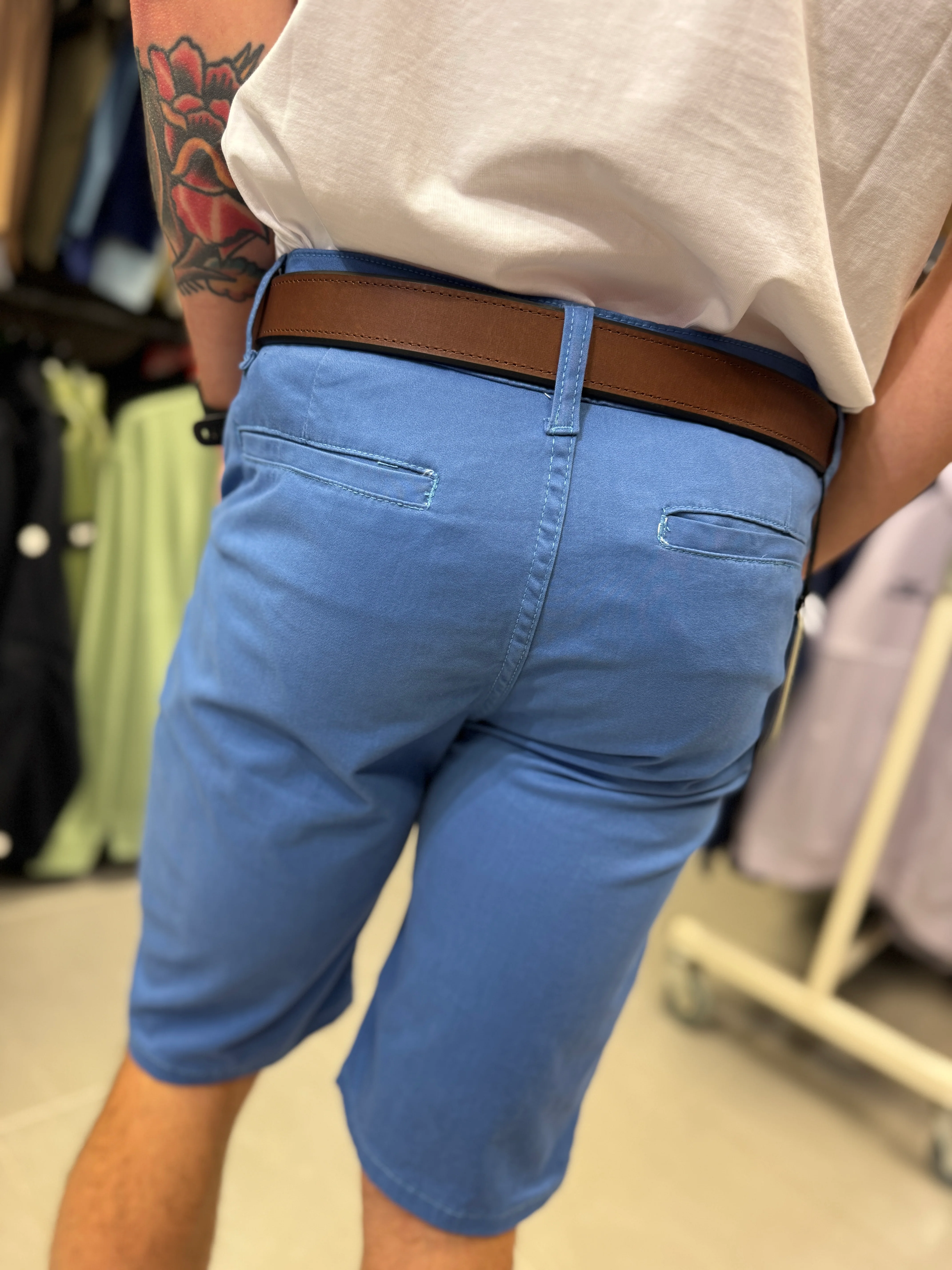 Charles Norton Chino Shorts - Mid Blue - Image 2