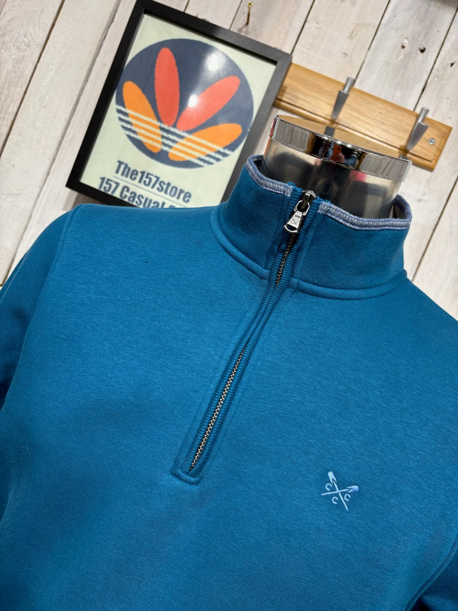 Crew Clothing Company 1/2 Zip Sweat - Morocco Blue - Image 2