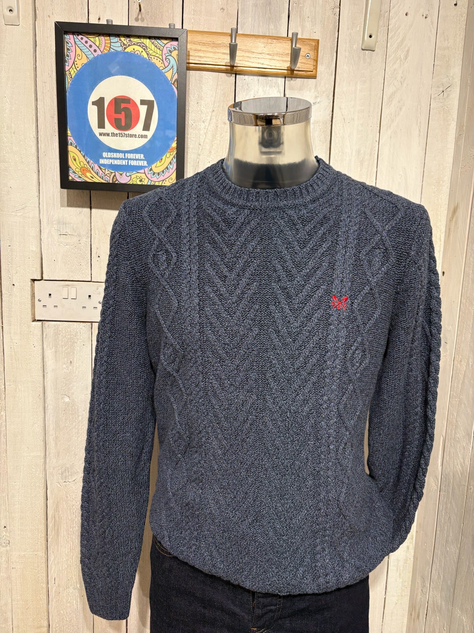 Crew Clothing Company Cable Jumper - Navy Marl