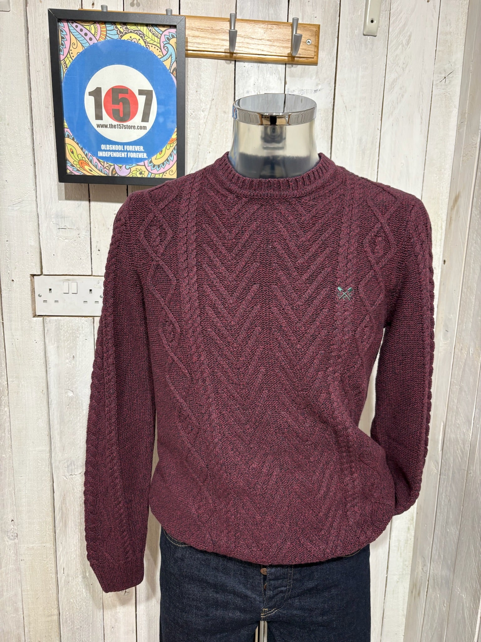 Crew Clothing Company Cable Jumper - Wine