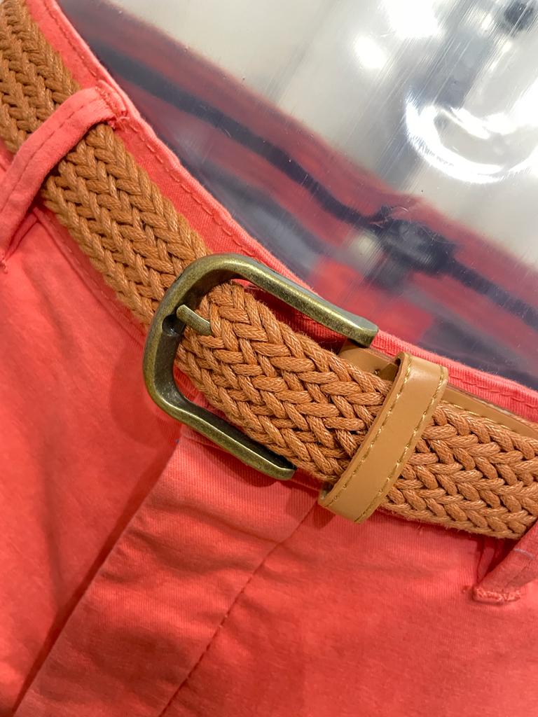 Eastside Conta Chino Shorts - Coral (Free Woven Belt) - Image 3