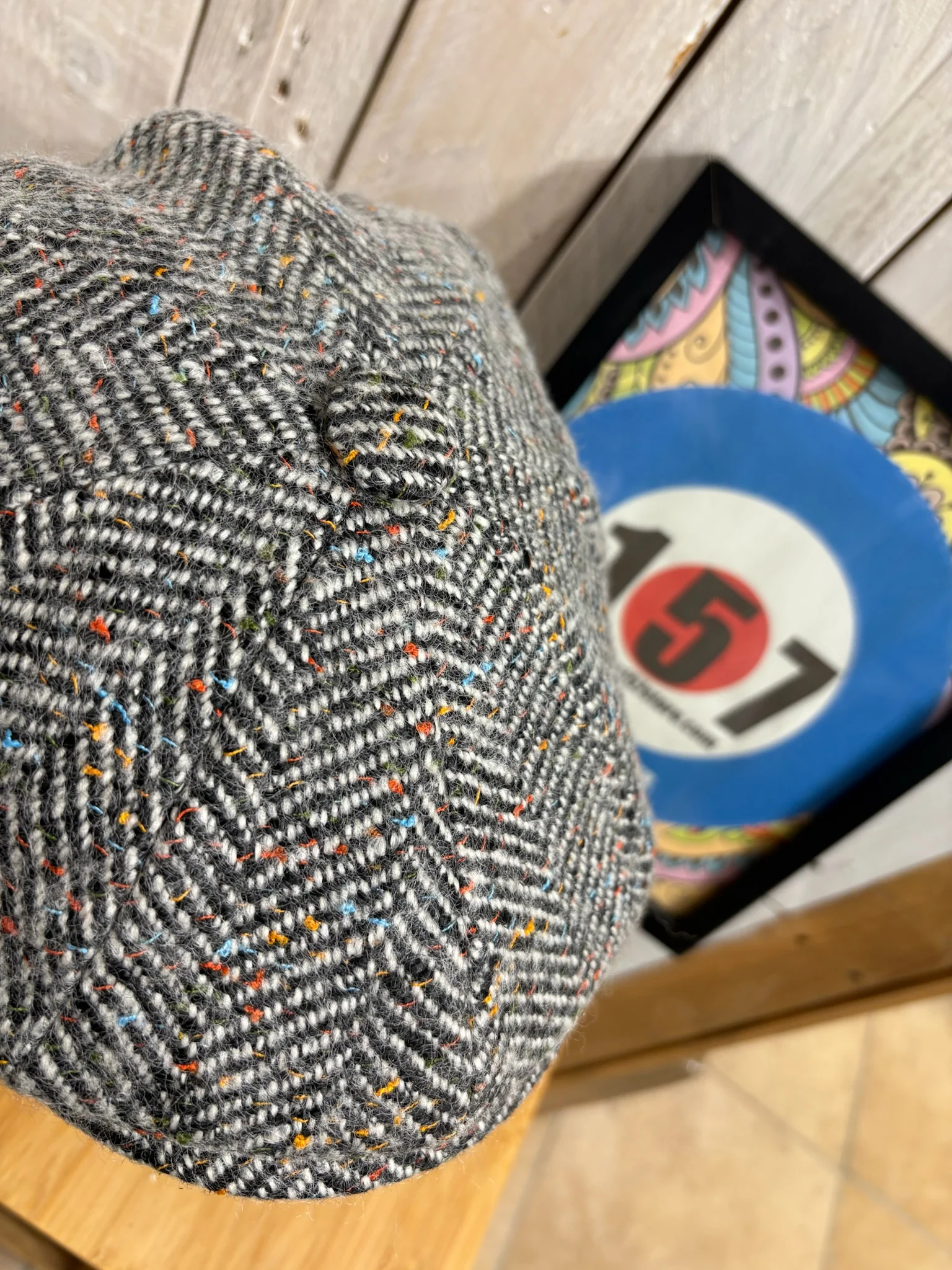 Eastside London Panel Baker Boy Cap - Grey/Multi - Image 3