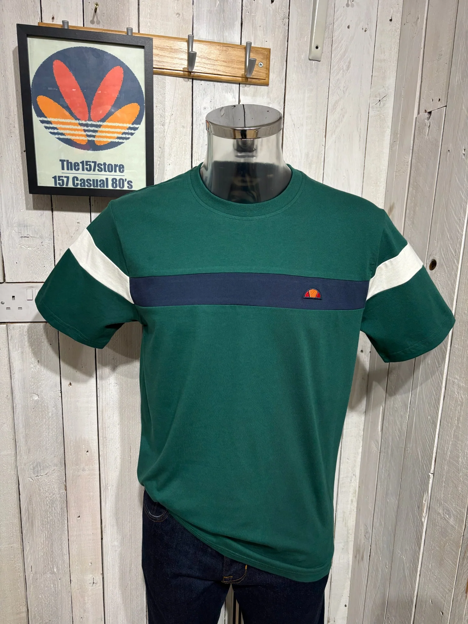 Ellesse Caseiro Stripe Tee - Dark Green