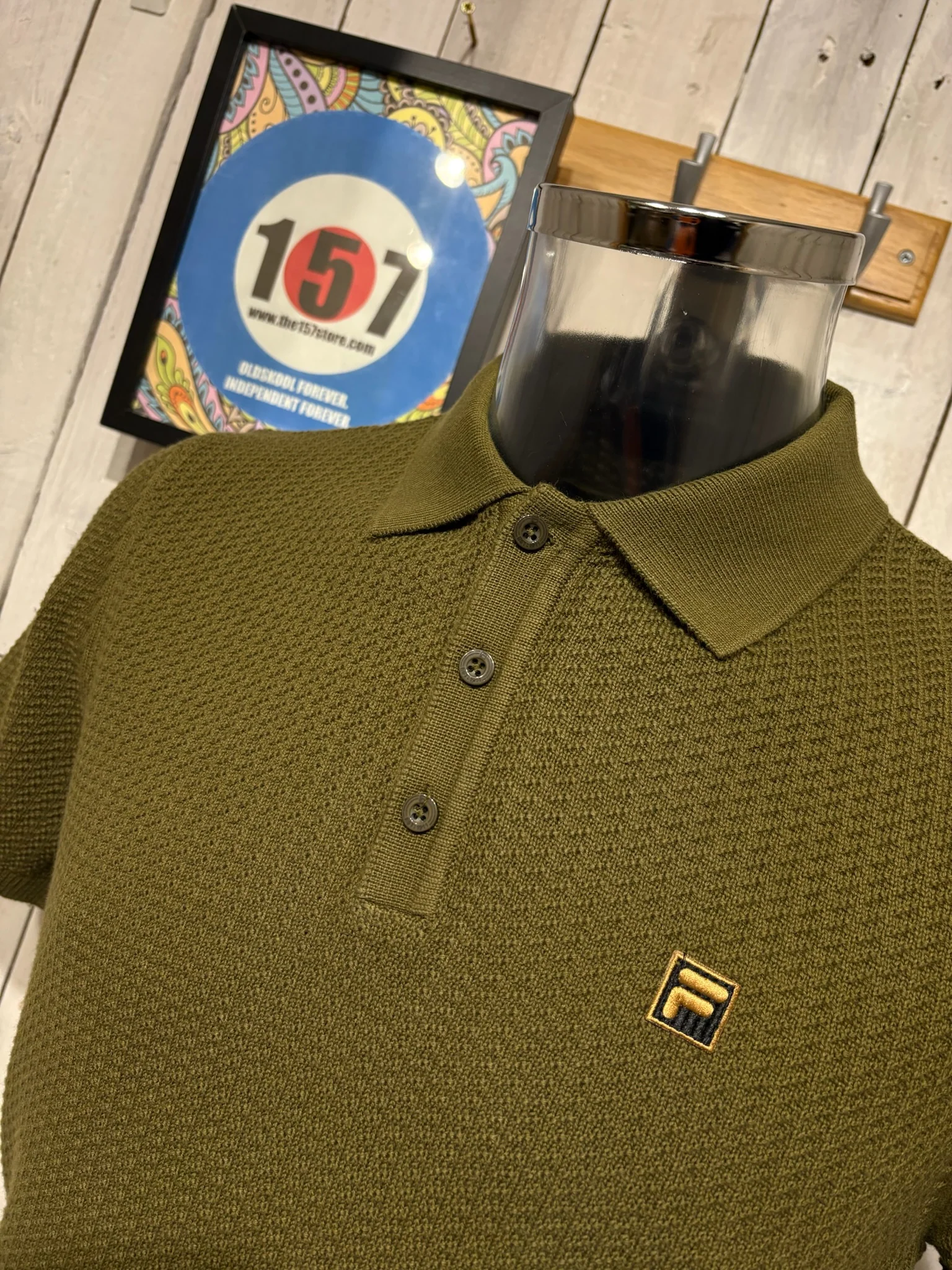 Fila Gold Label Sander Textured Knit Polo - Dark Olive - Image 2