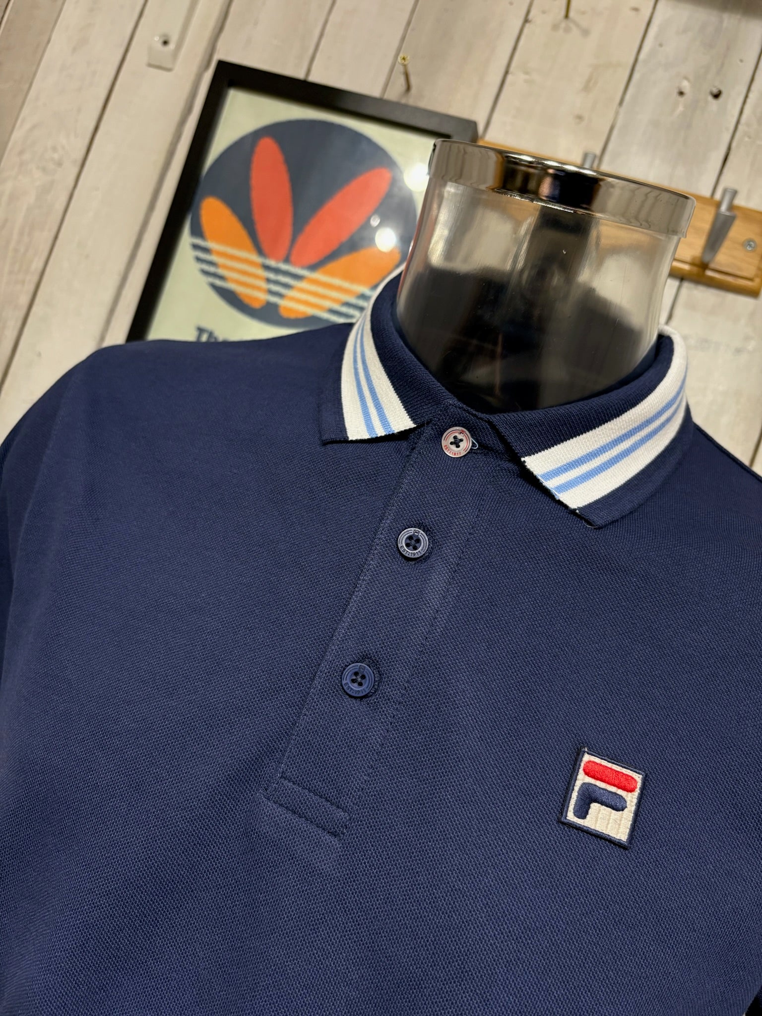 Fila Vintage Faraz Tipped Polo - Fila Navy / Vista Blue - Image 2